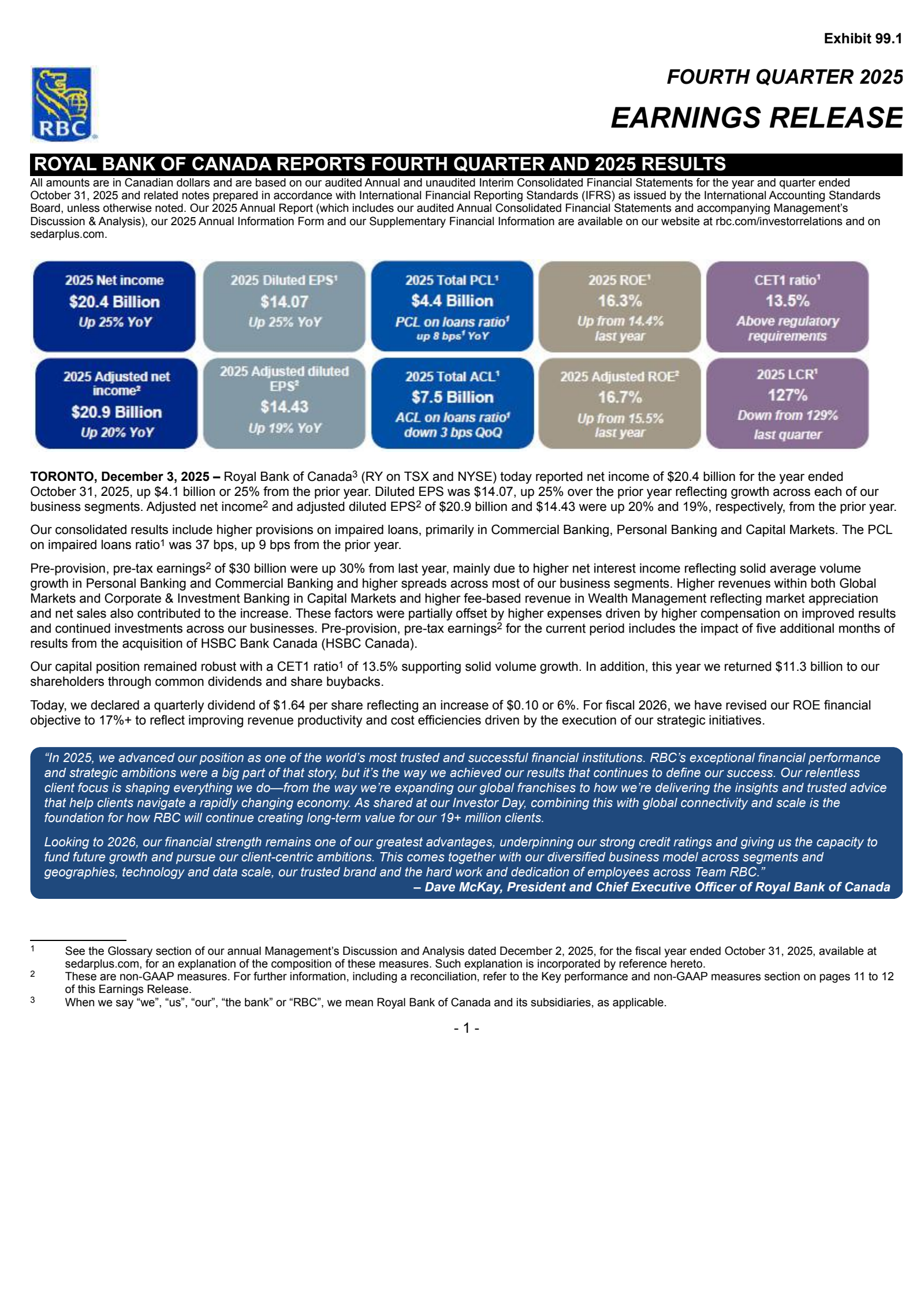 Ry Report RY Q4 2025 Earnings Report on 12/3/2025