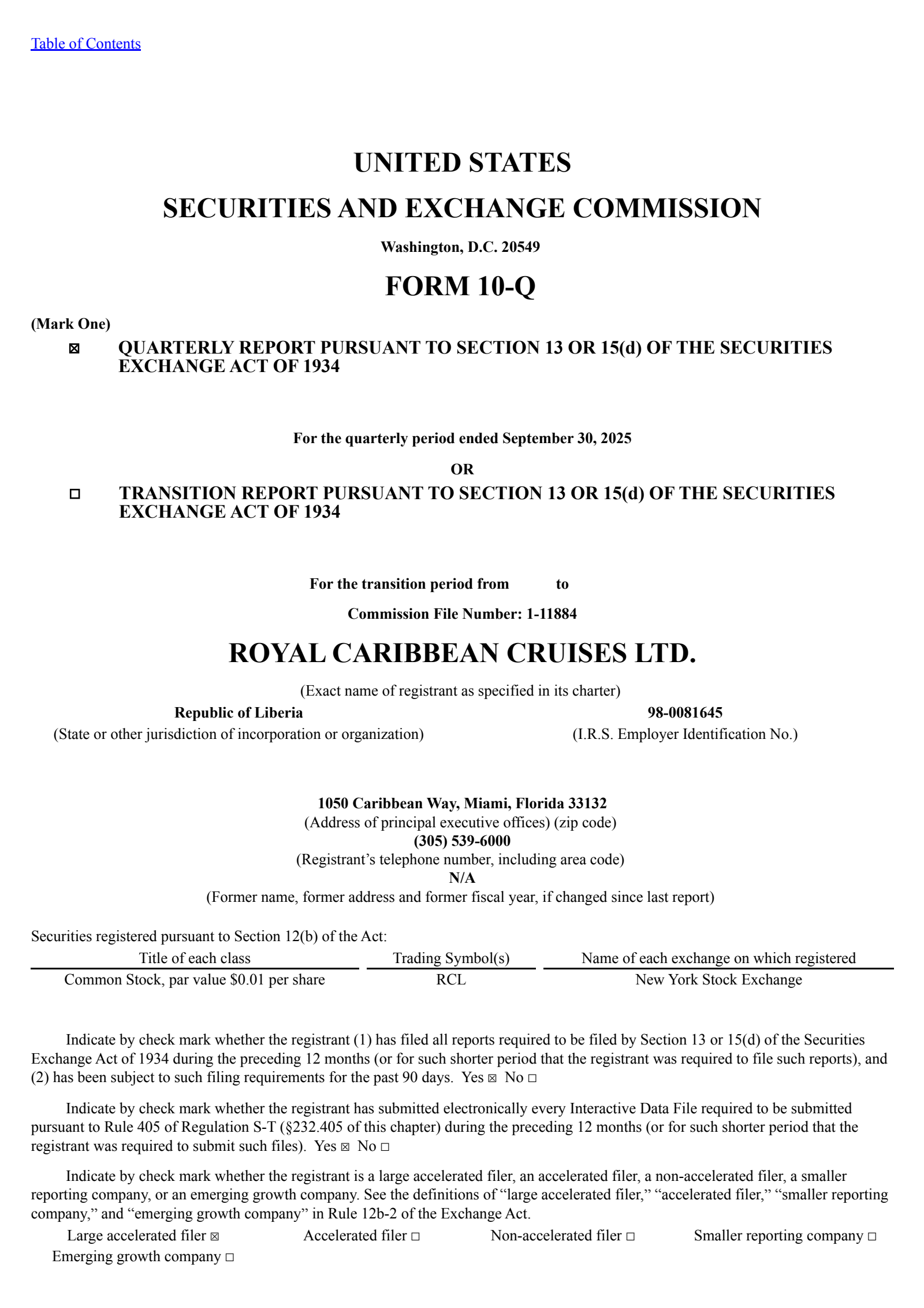 Royal Caribbean Cruises' Q3 2025 Quarterly Report