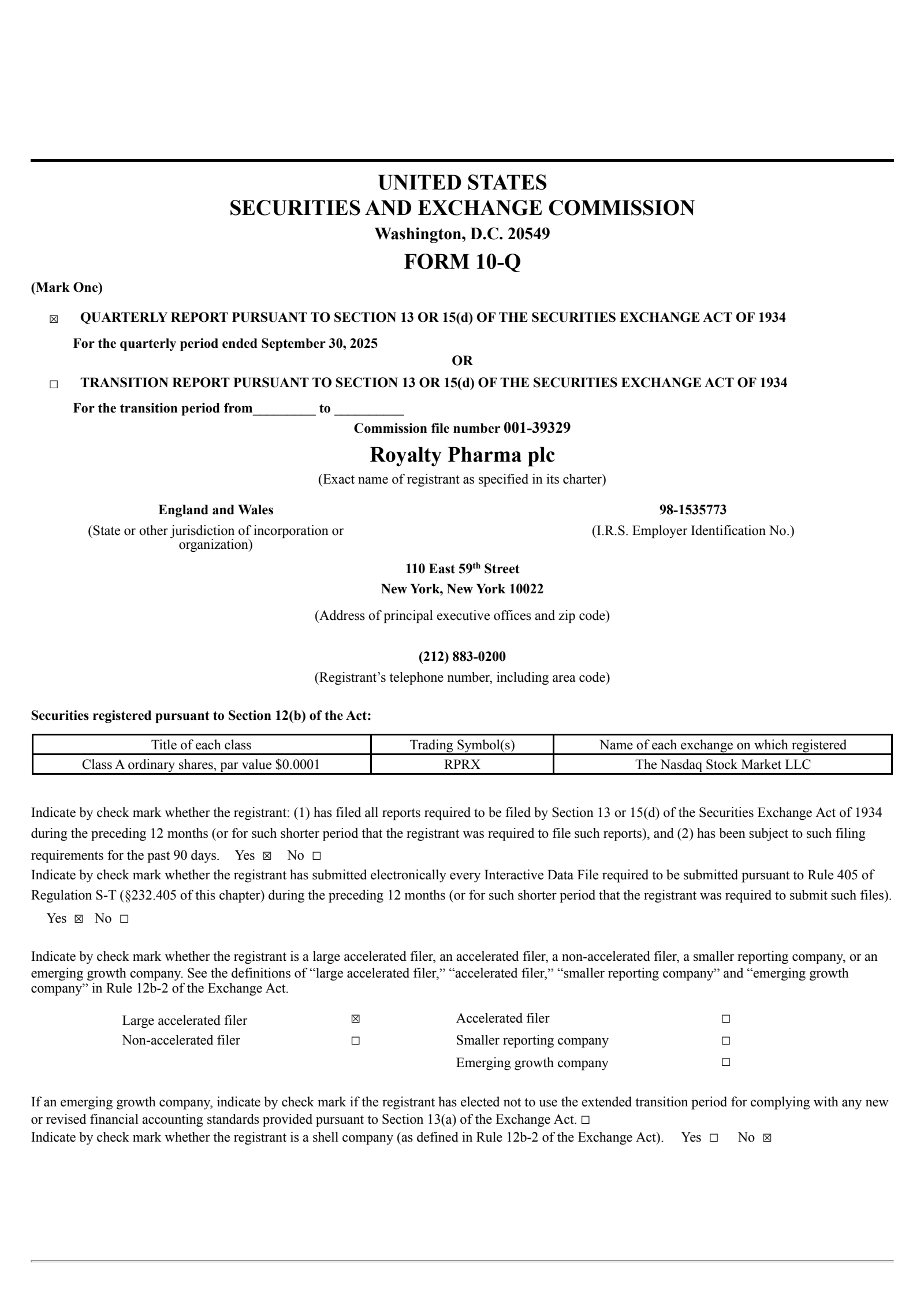 Royalty Pharma's Q3 2025 Quarterly Report