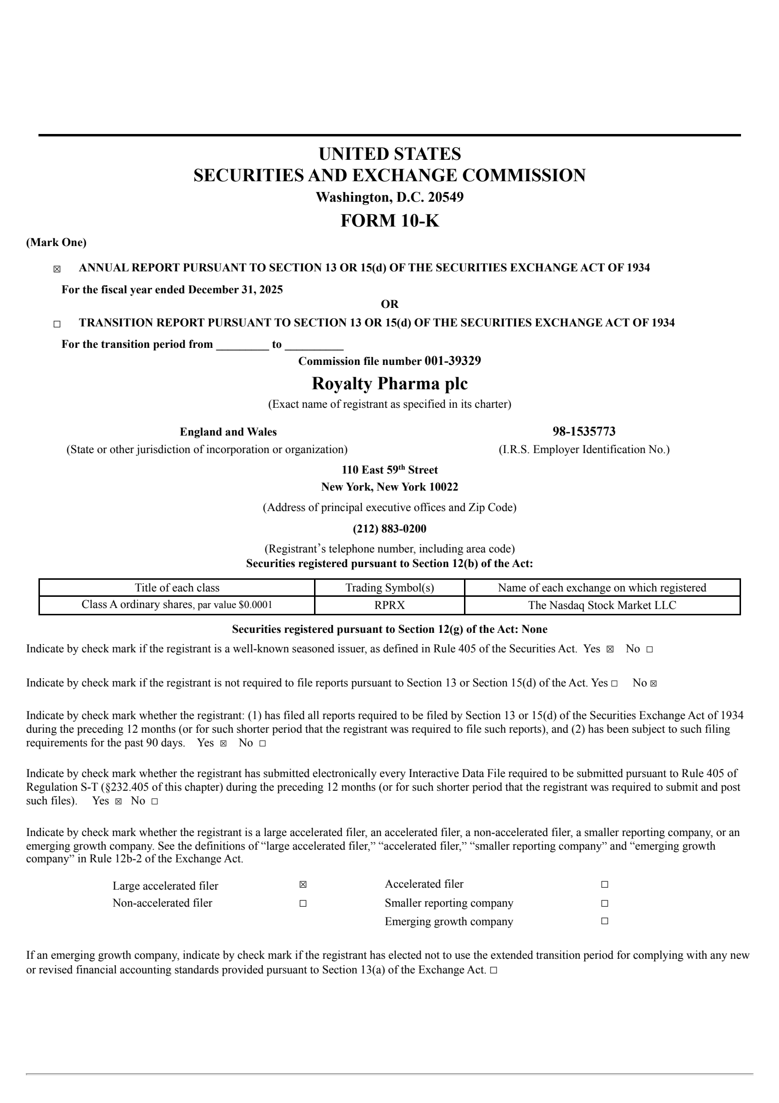 Royalty Pharma's Q4 2025 Annual report