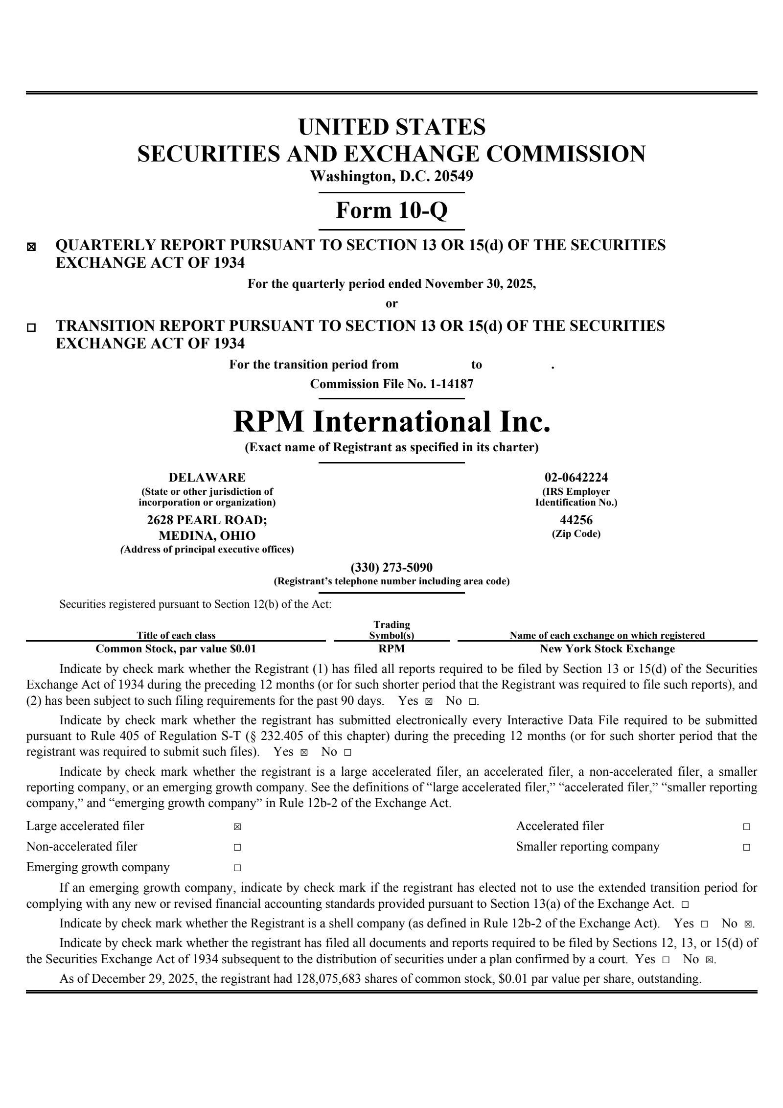 RPM International's Q2 2026 Quarterly Report