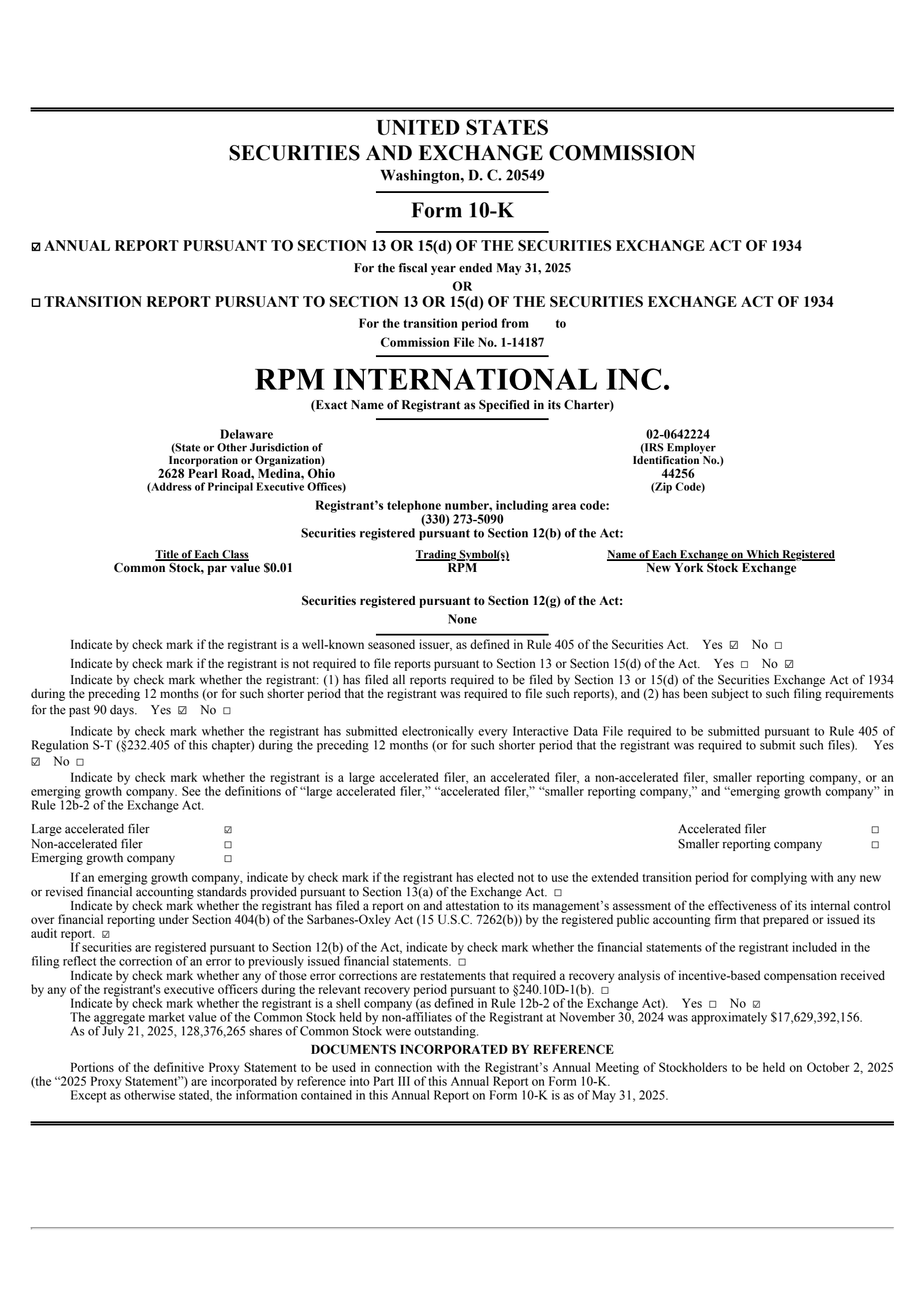 RPM International's Q4 2025 Annual report