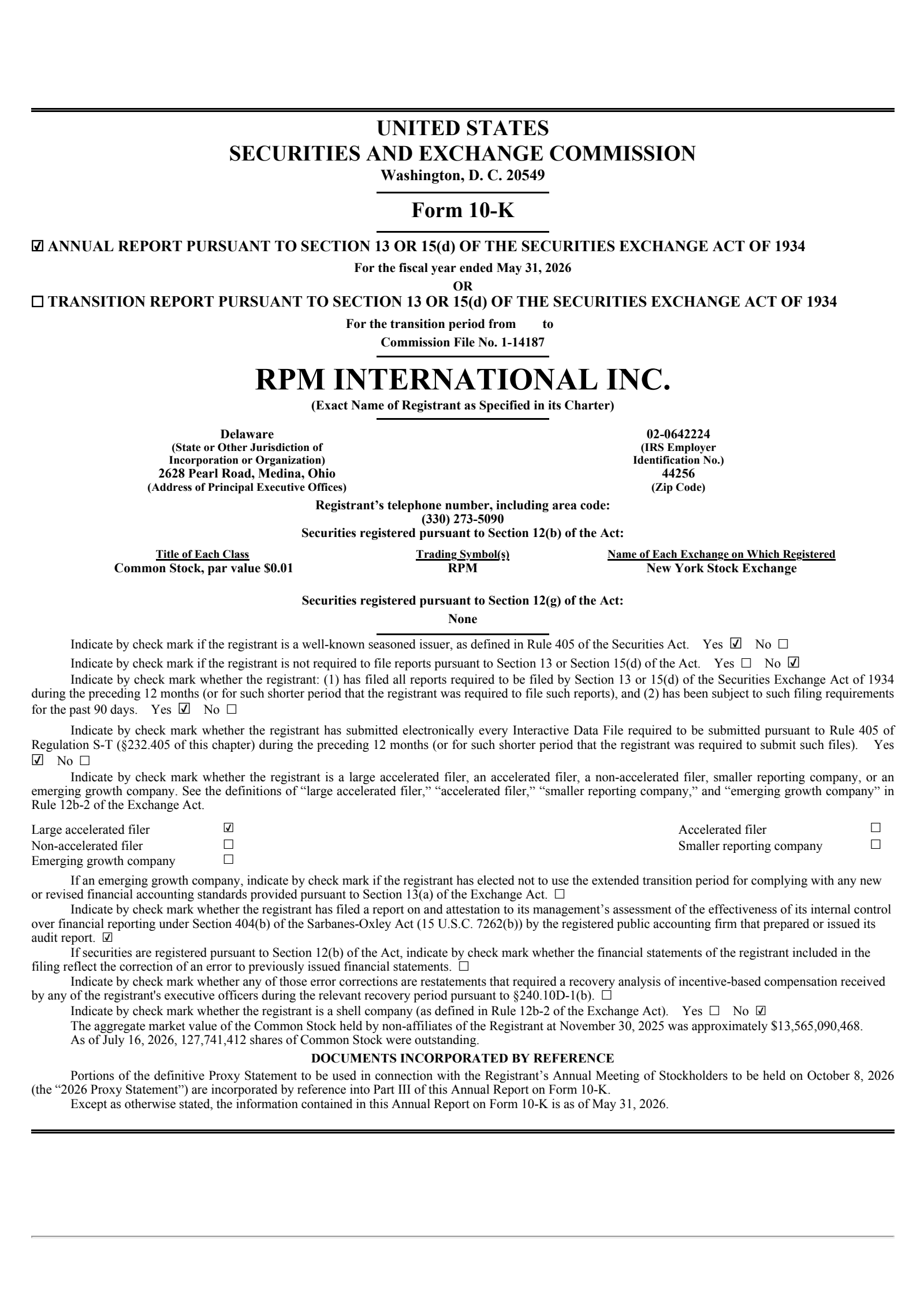 RPM International's Q4 2026 Annual report