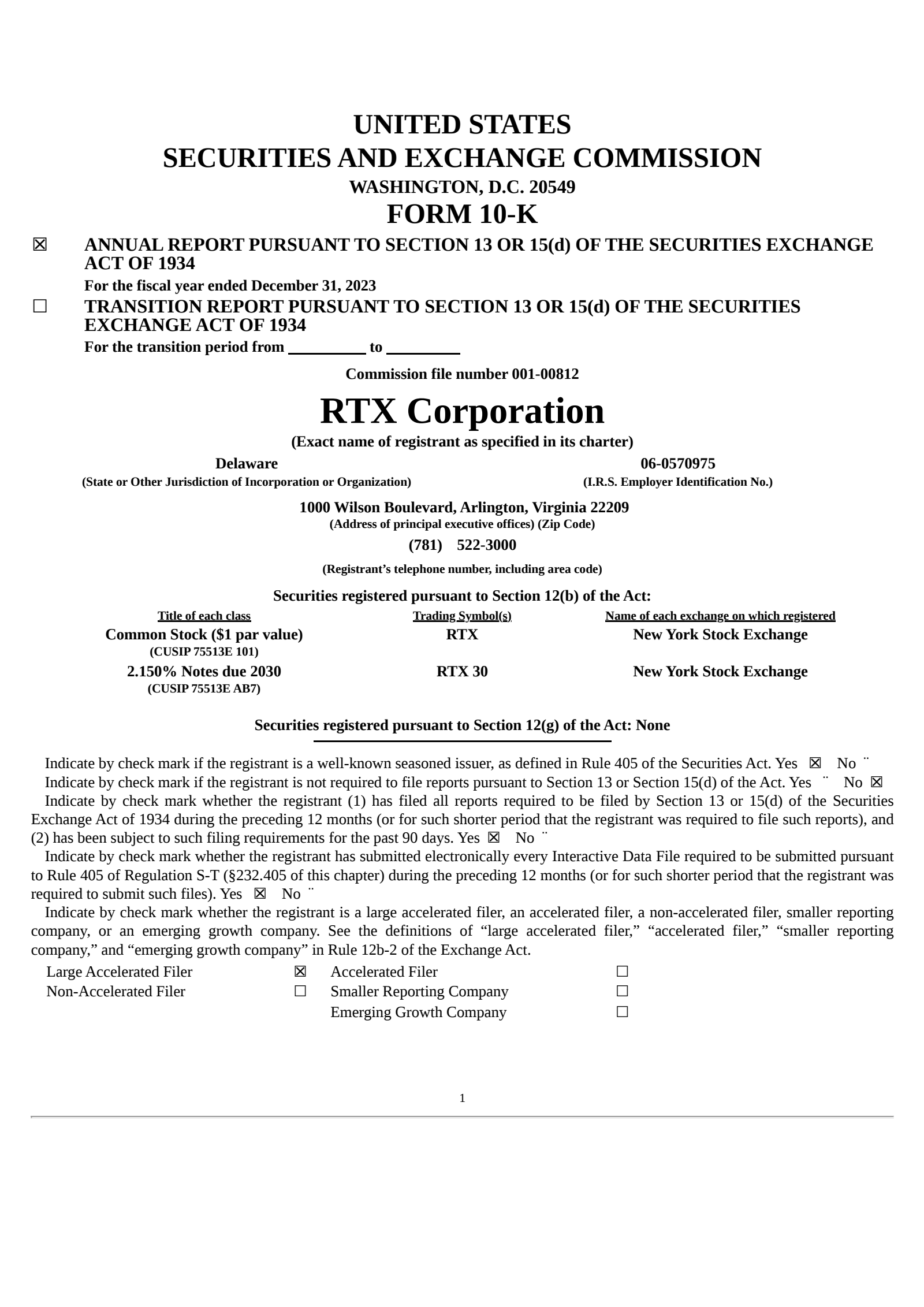 RTX's Q4 2023 Annual report