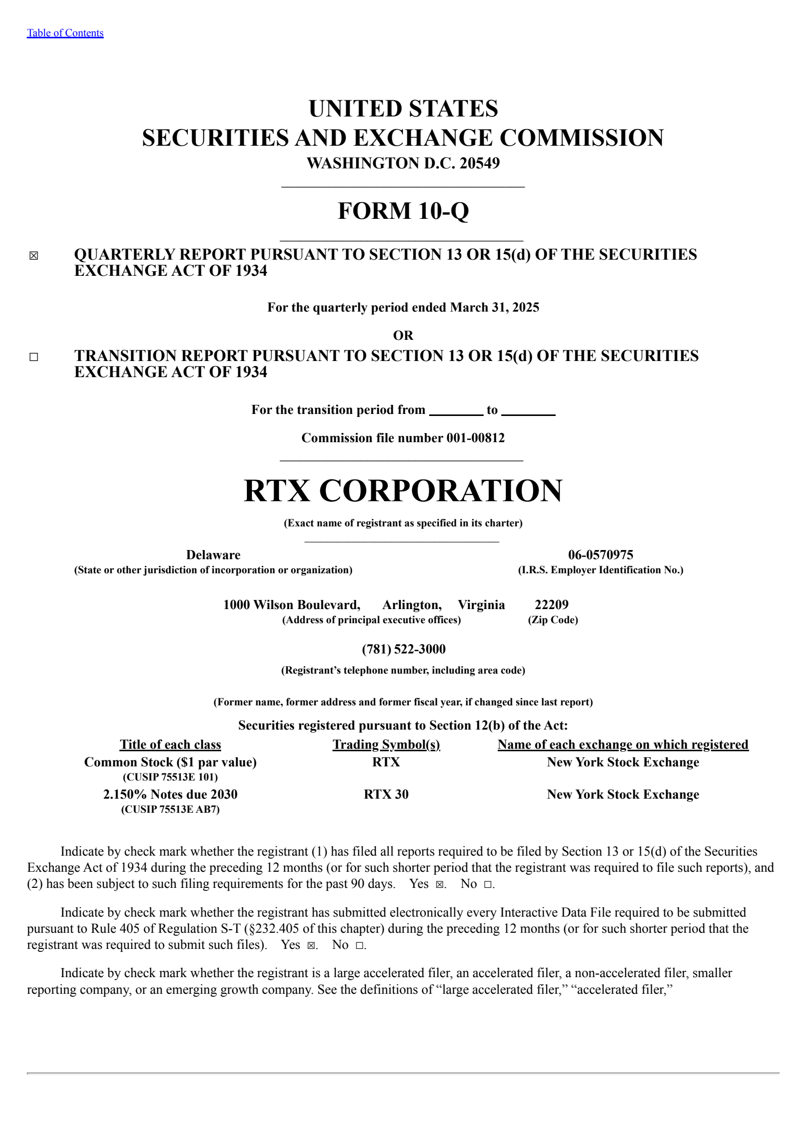 RTX's Q1 2025 Quarterly report