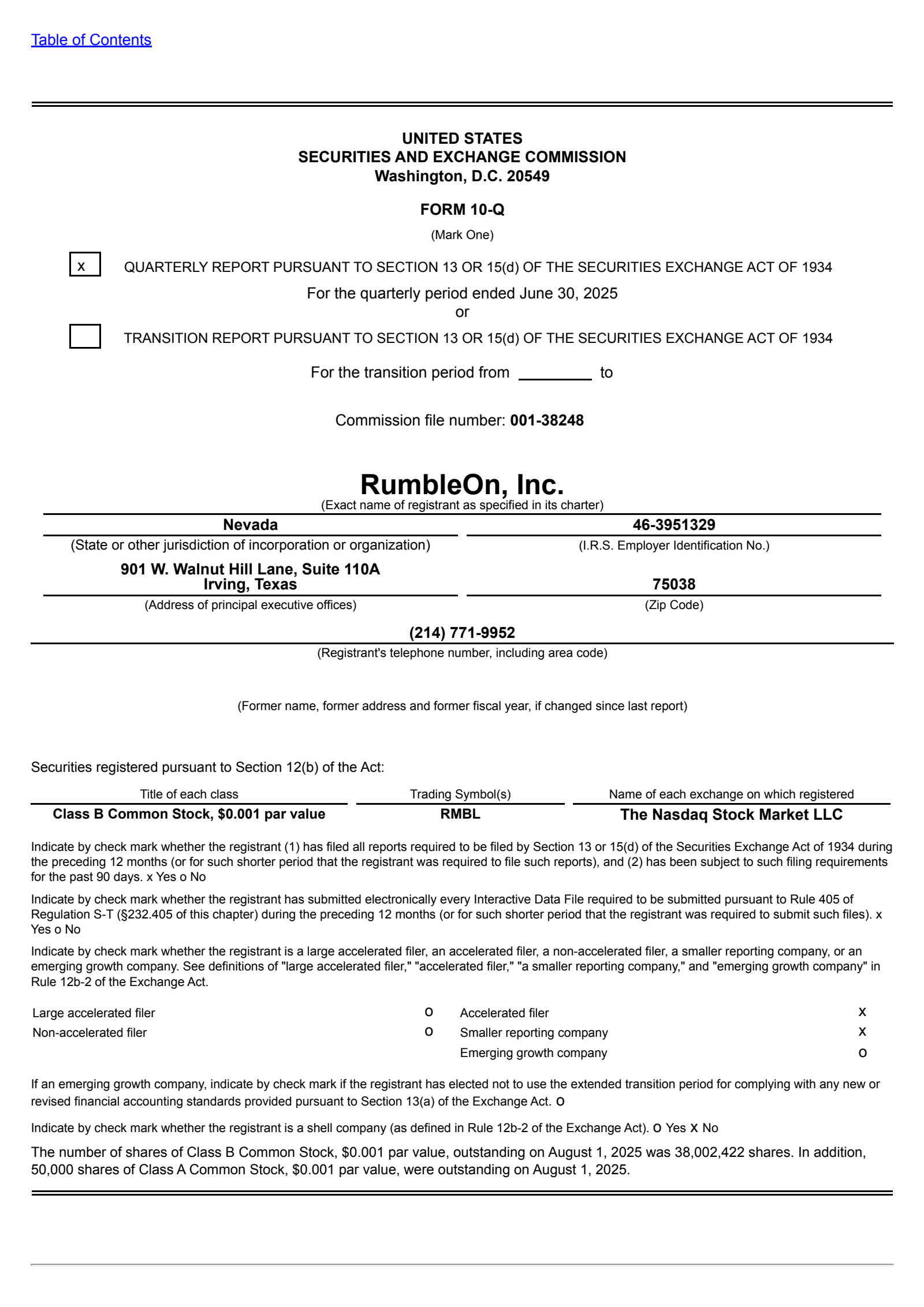RumbleON's Q2 2025 Quarterly report