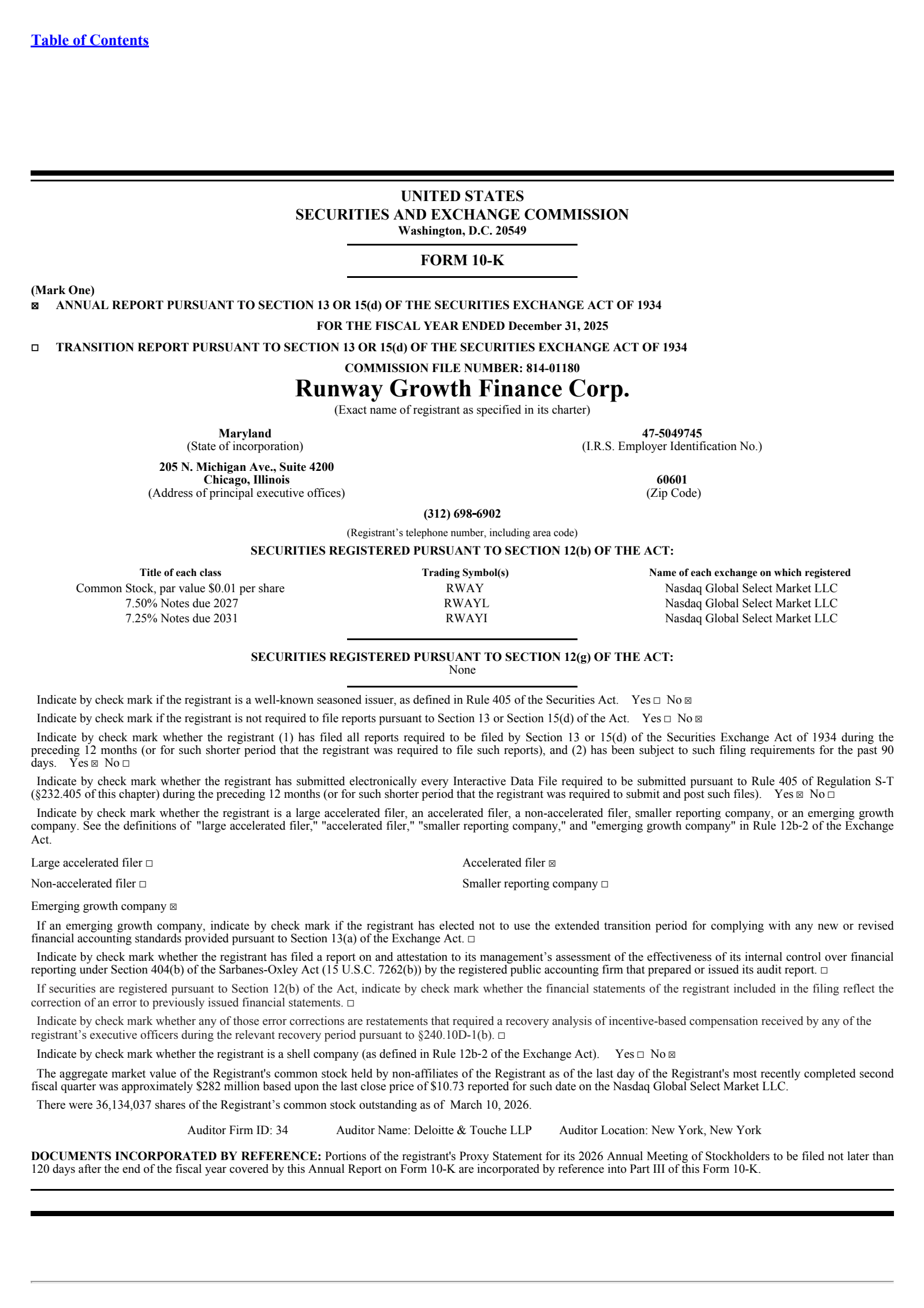 Runway Growth Finance's Q4 2025 Annual report