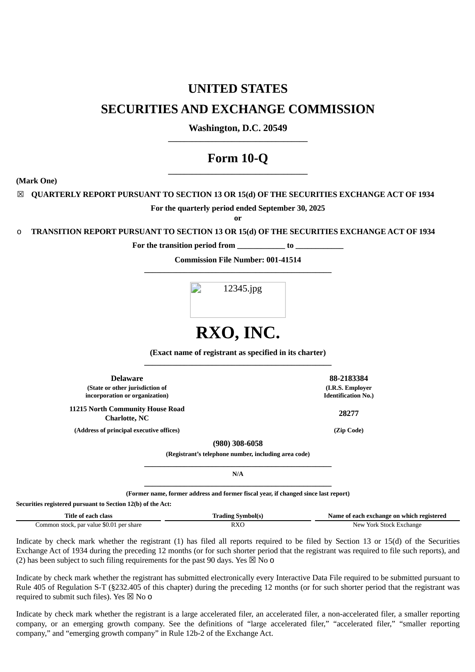 RXO's Q3 2025 Quarterly Report