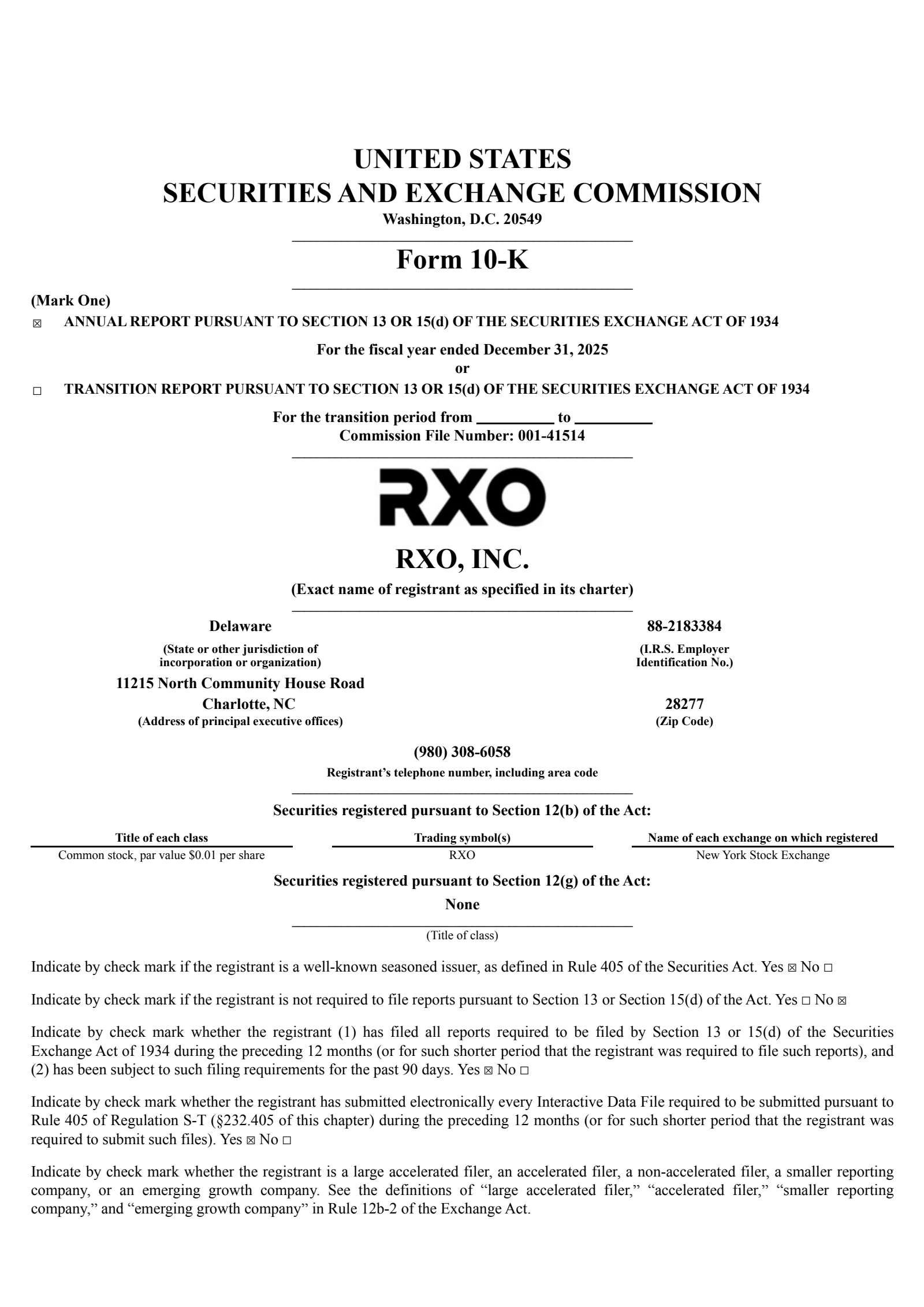 RXO's Q4 2025 Annual report
