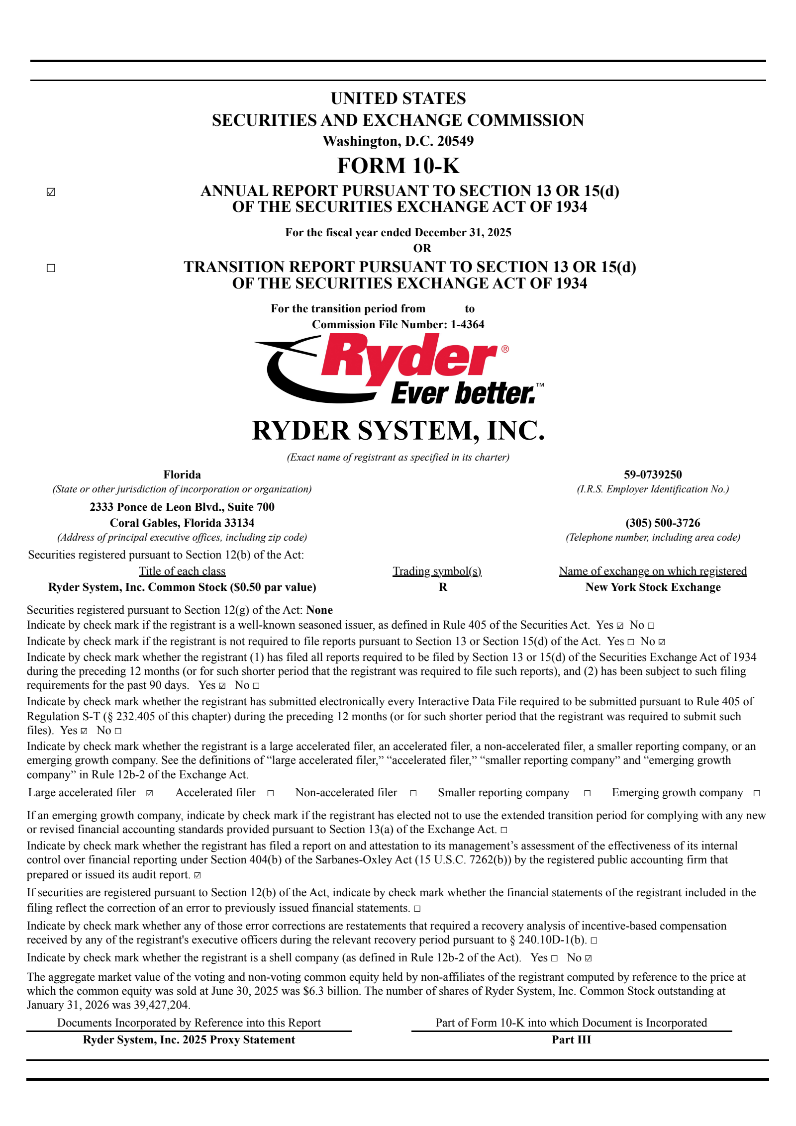 Ryder System's Q4 2025 Annual report