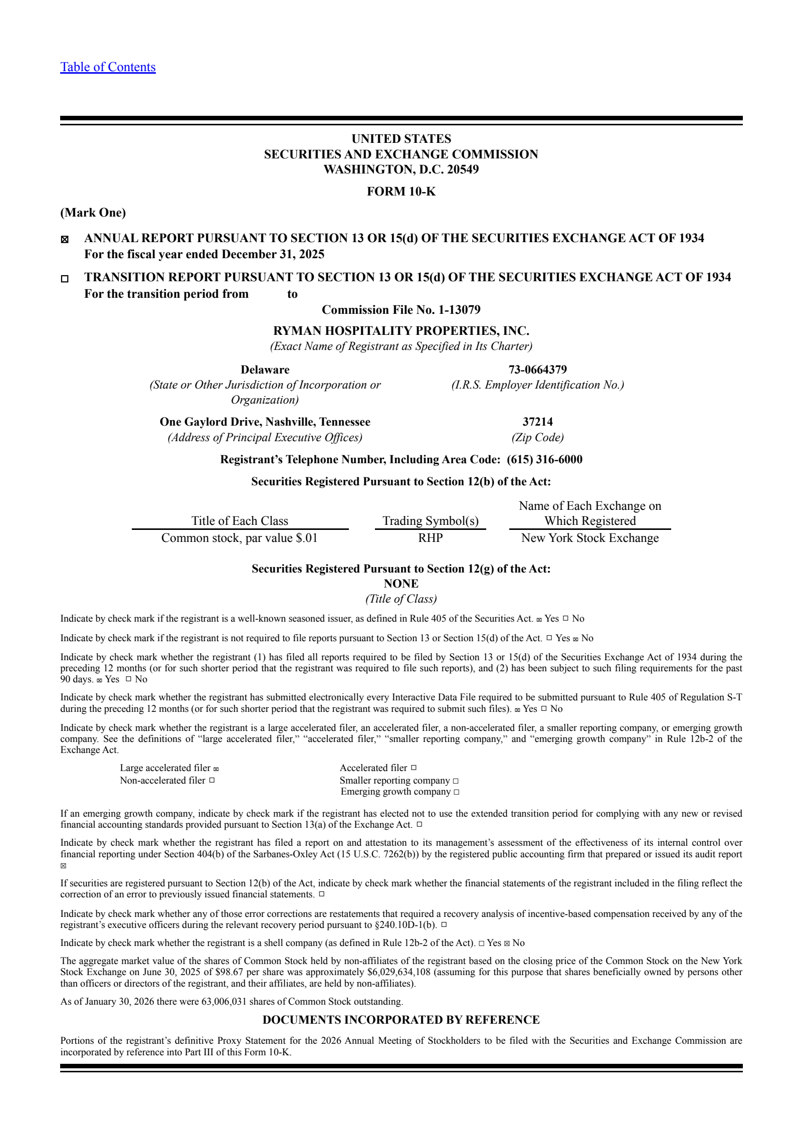 Ryman Hospitality Properties (RHP) Q4 2025 Earnings Results & Call ...