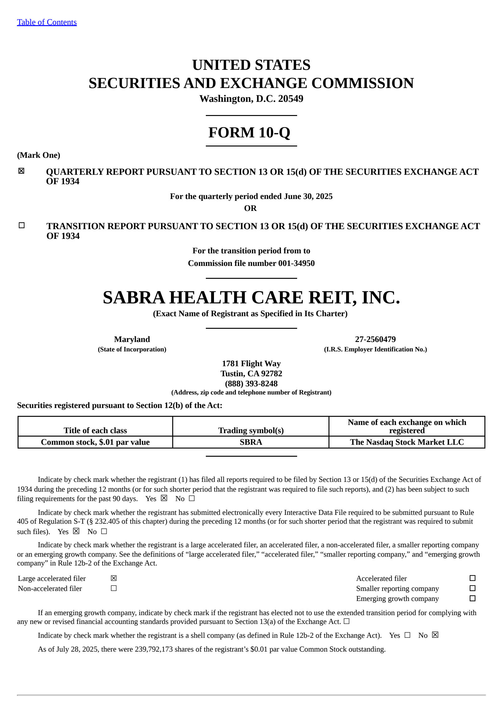 Sabra Healthcare REIT's Q2 2025 Quarterly report