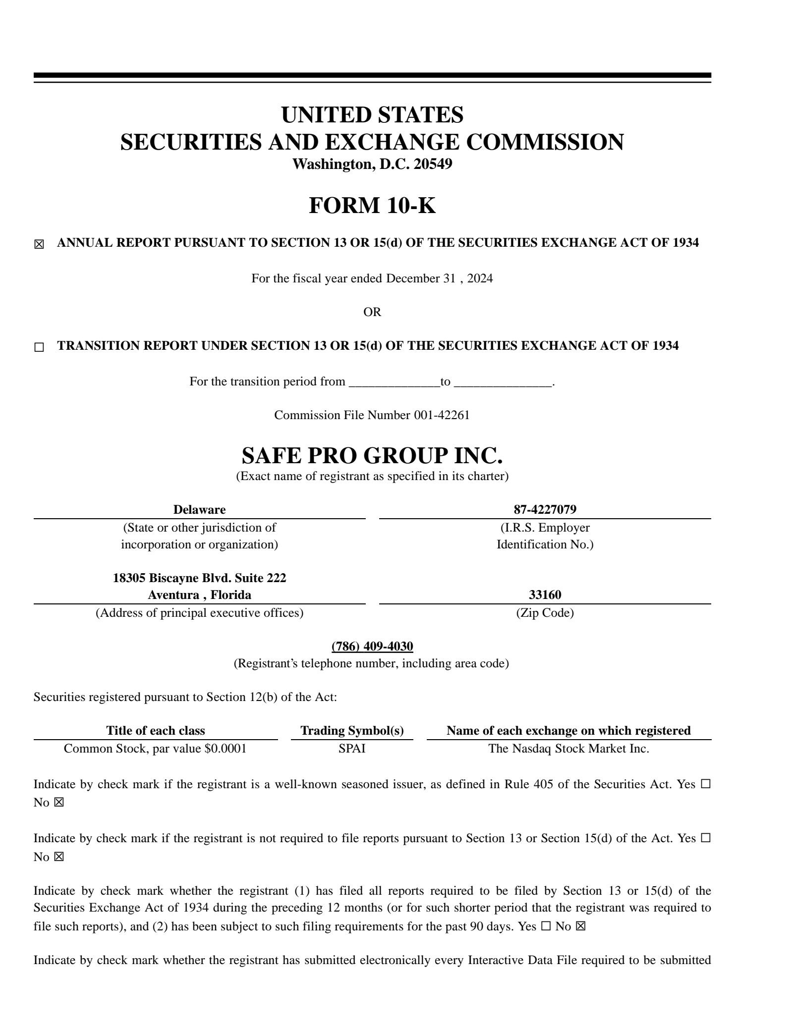 Safe Pro Group's Q4 2024 Annual Report