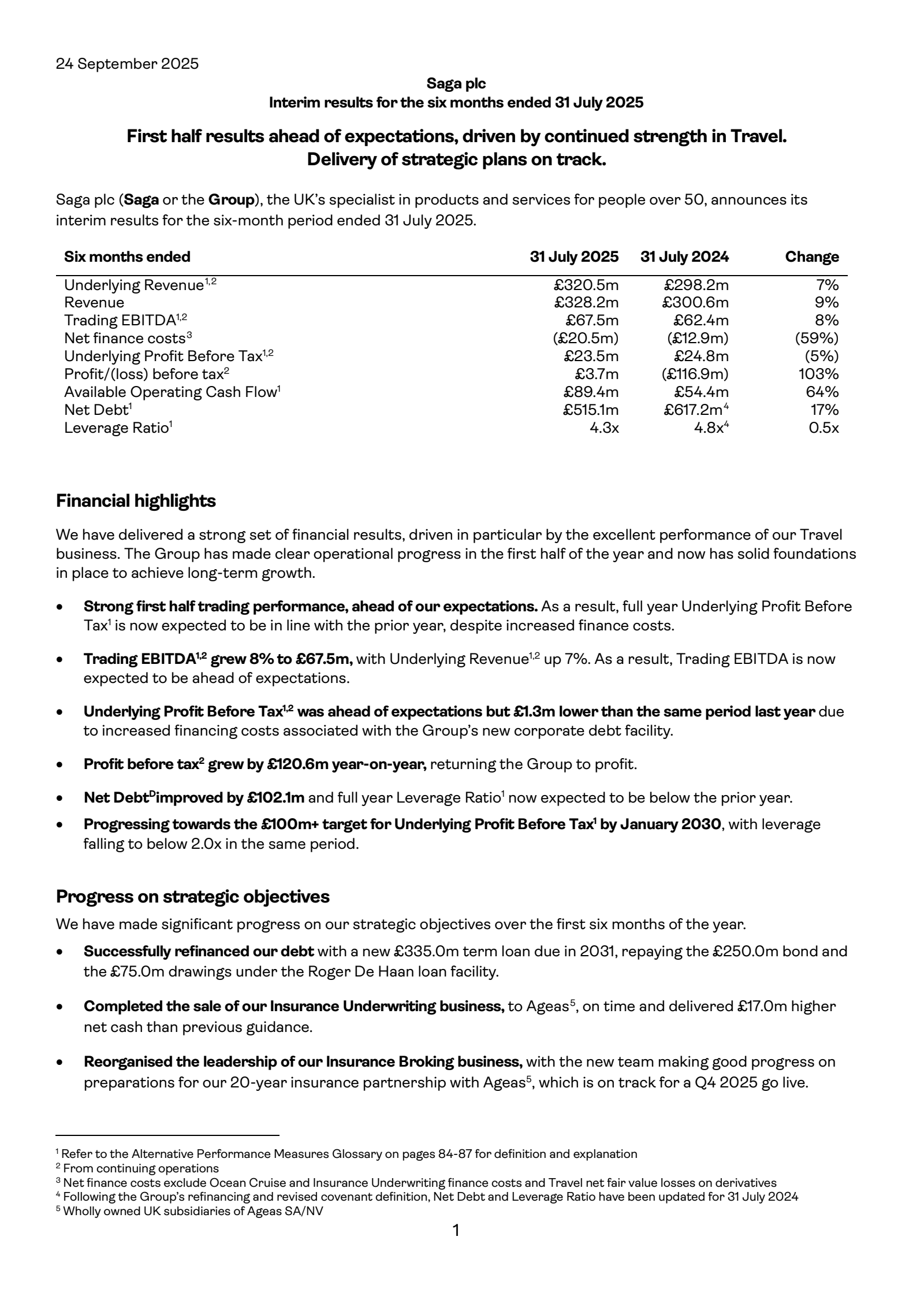 Saga's H1 2026 Interim Report