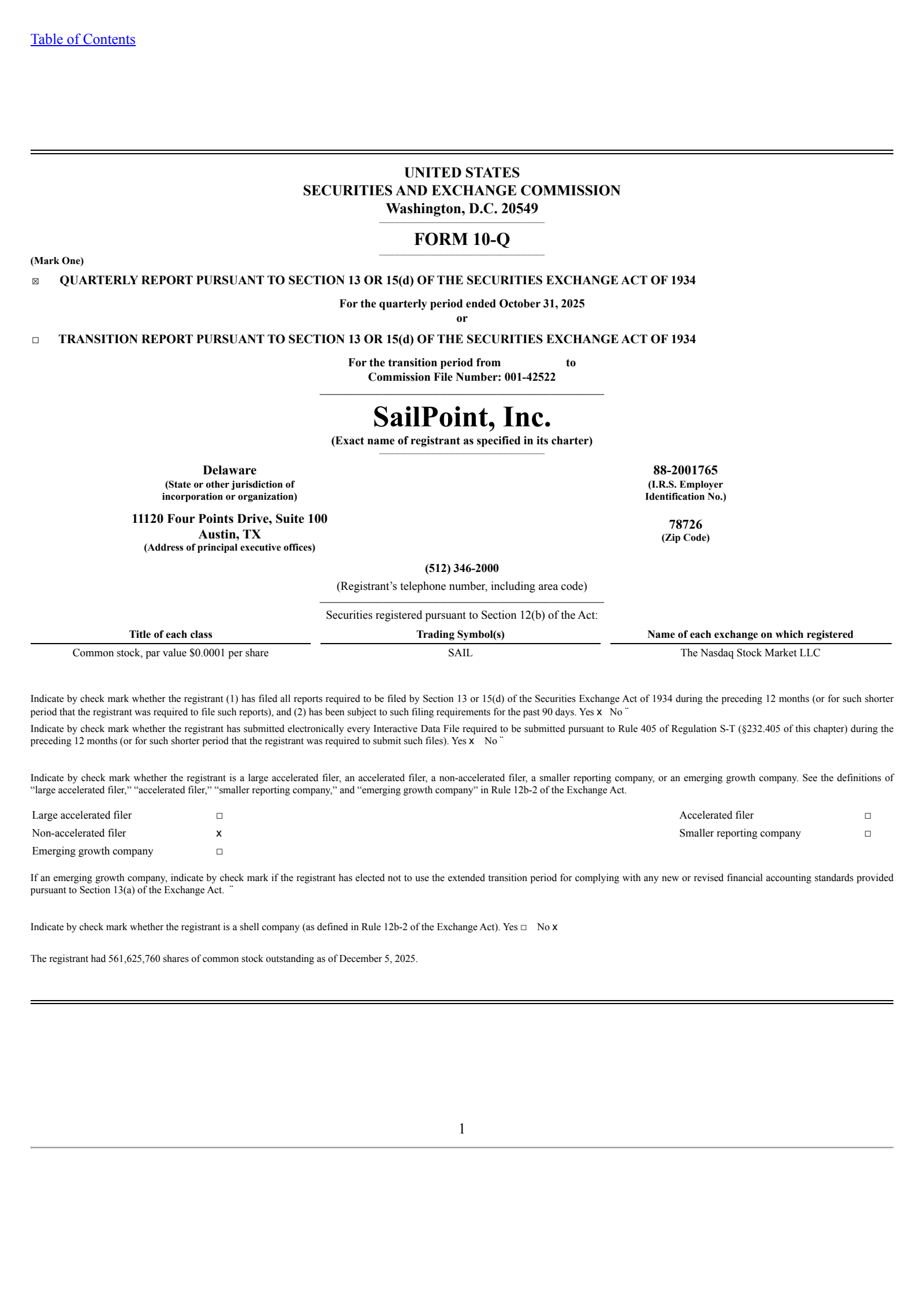 SAIL Q3 2026 Earnings Report on 12/9/2025