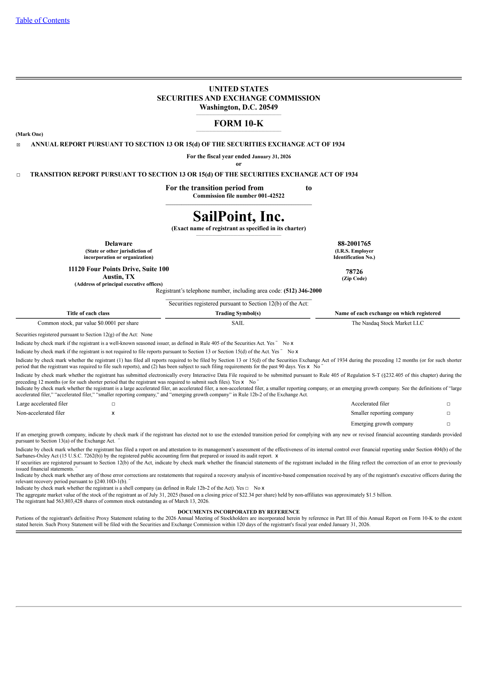 SAIL Q4 2026 Earnings Report on 3/18/2026