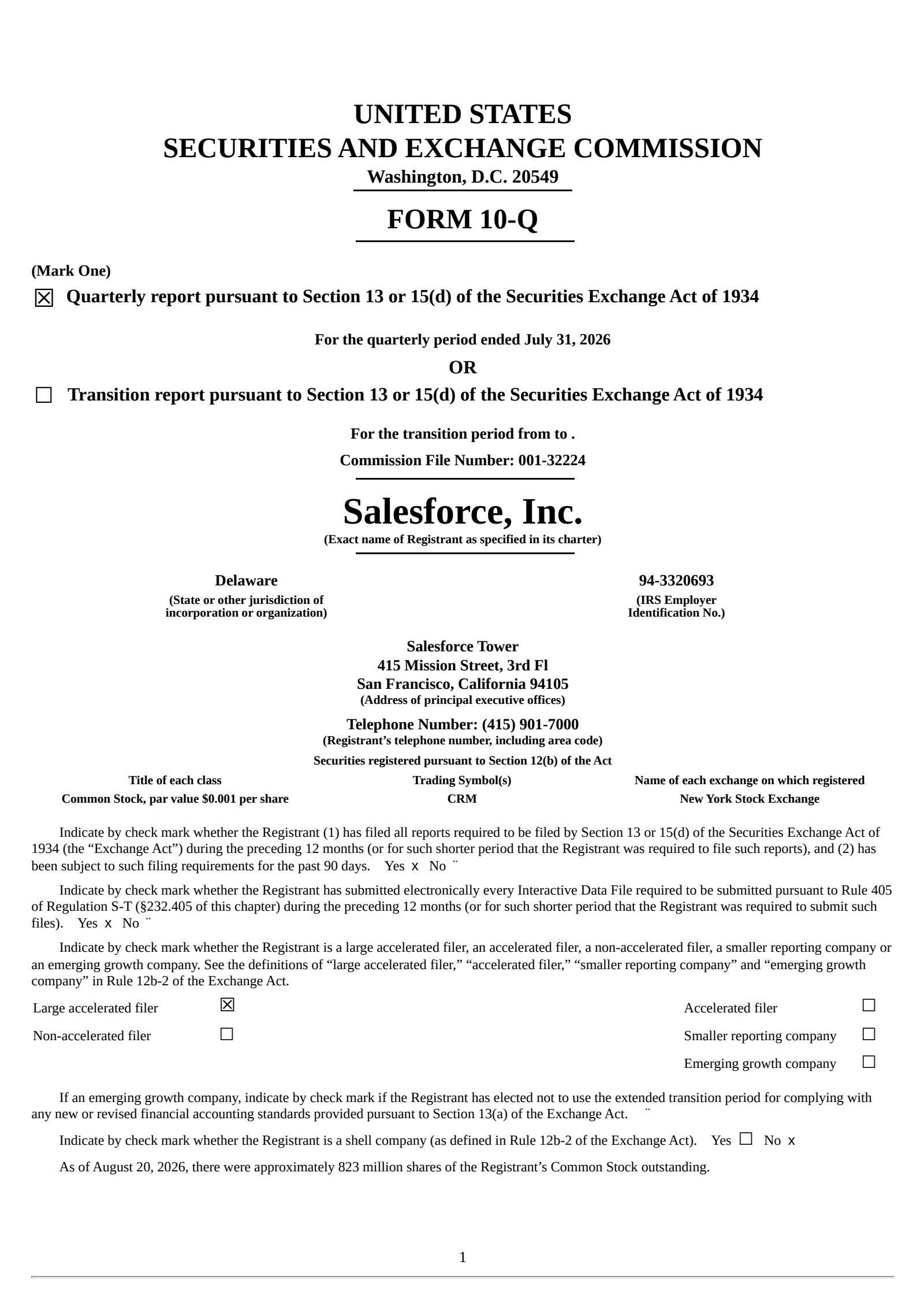 Salesforce's Q2 2027 Quarterly report