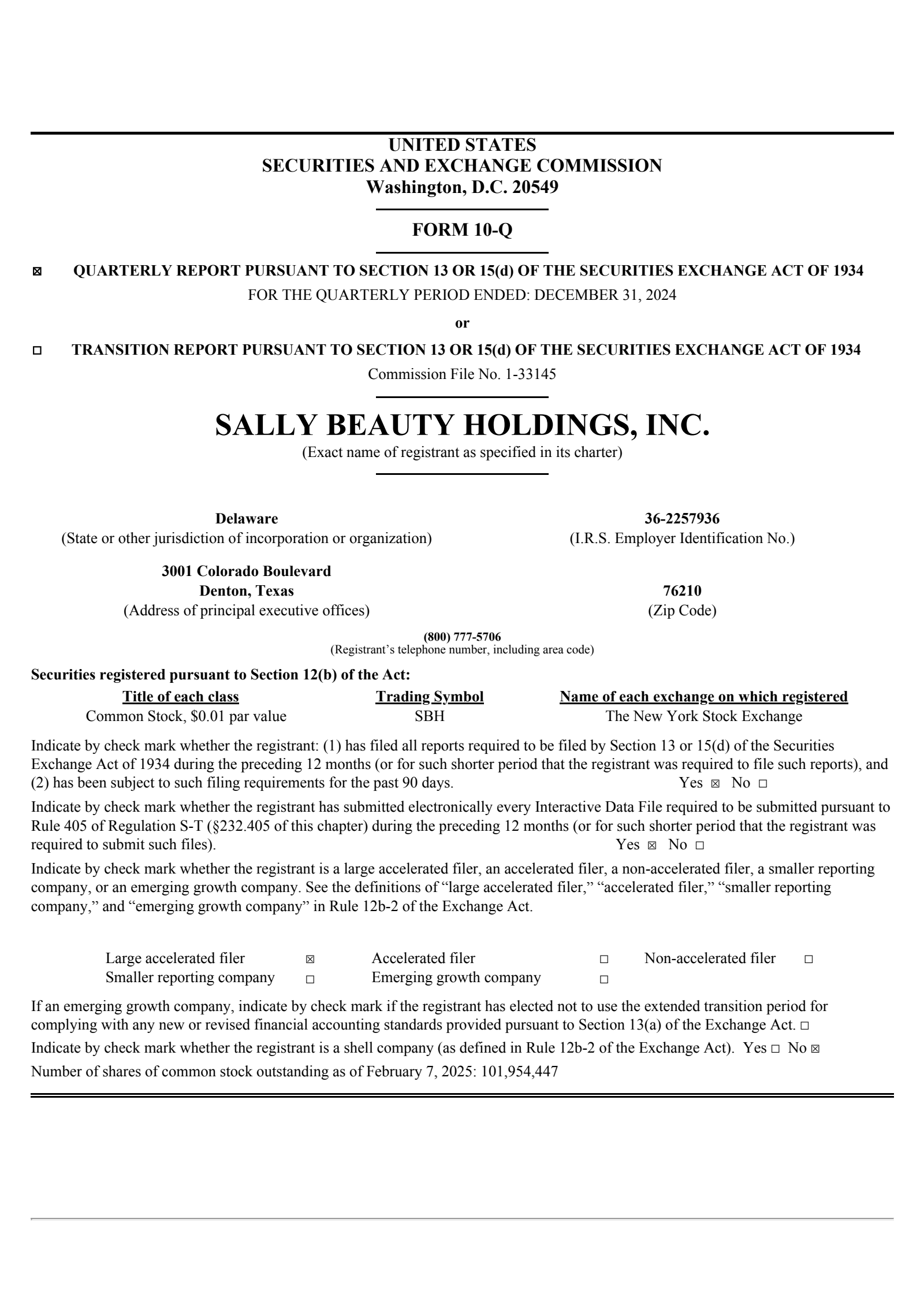 Sally Beauty's Q1 2025 Quarterly report