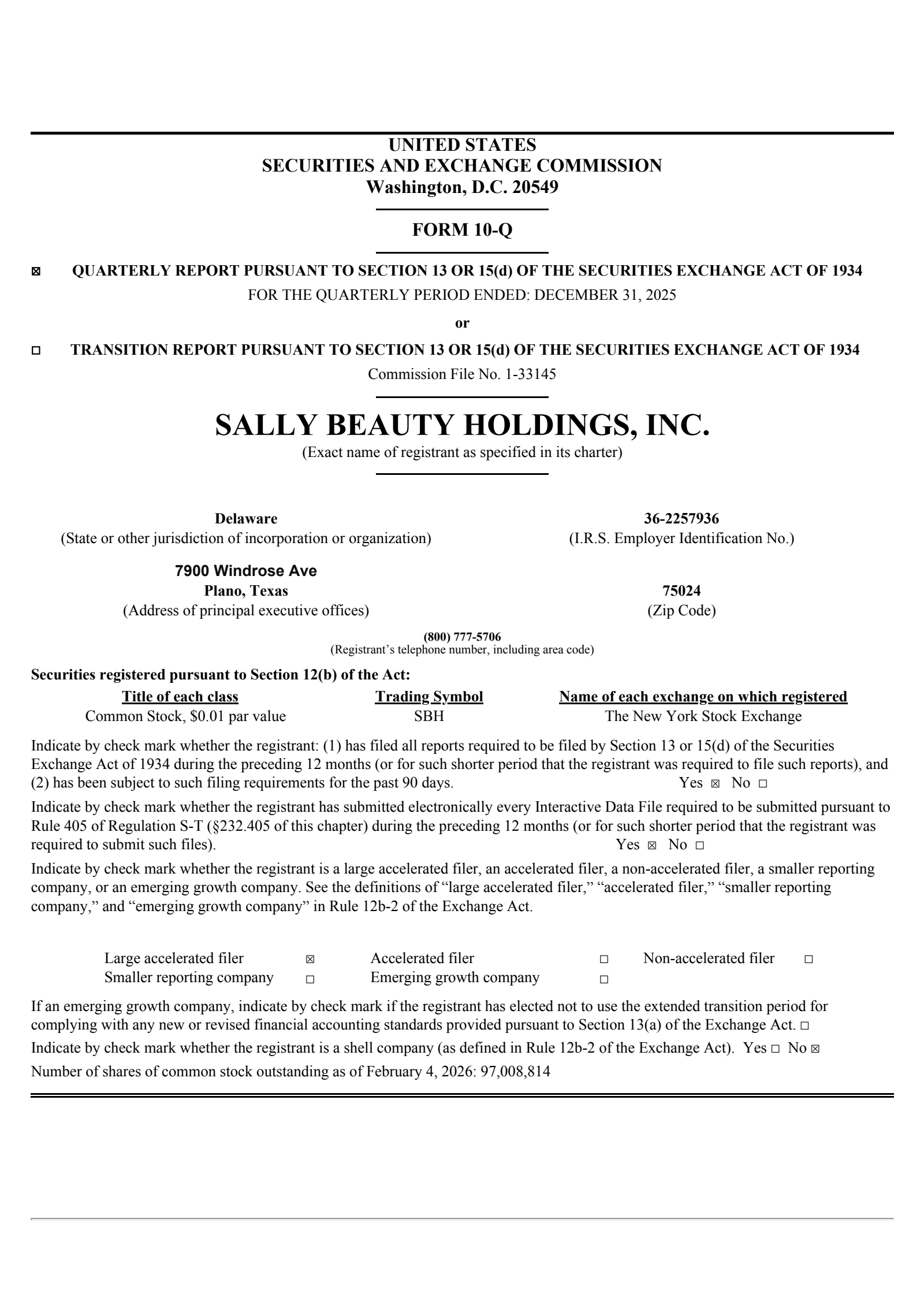 Sally Beauty's Q1 2026 Quarterly report