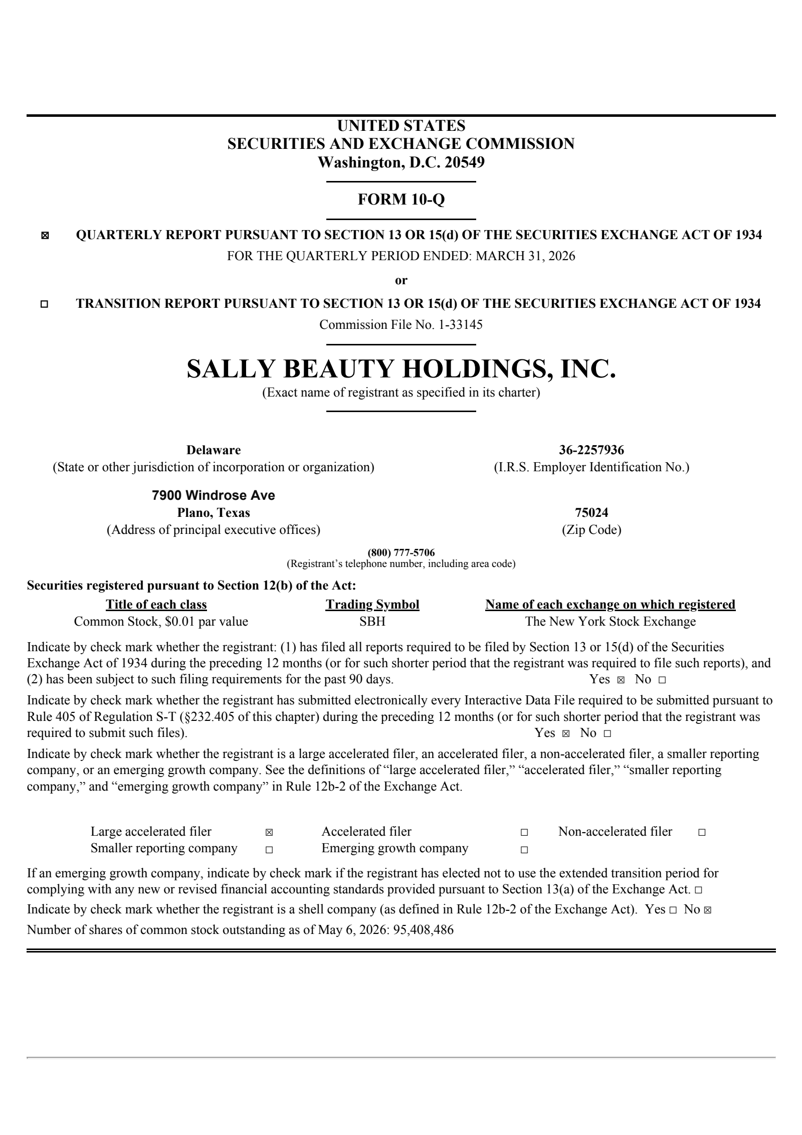 Sally Beauty's Q2 2026 Quarterly report
