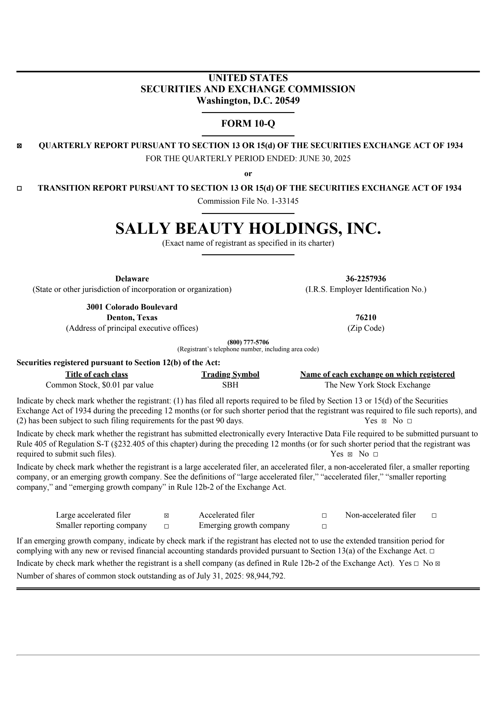 Sally Beauty's Q3 2025 Quarterly report