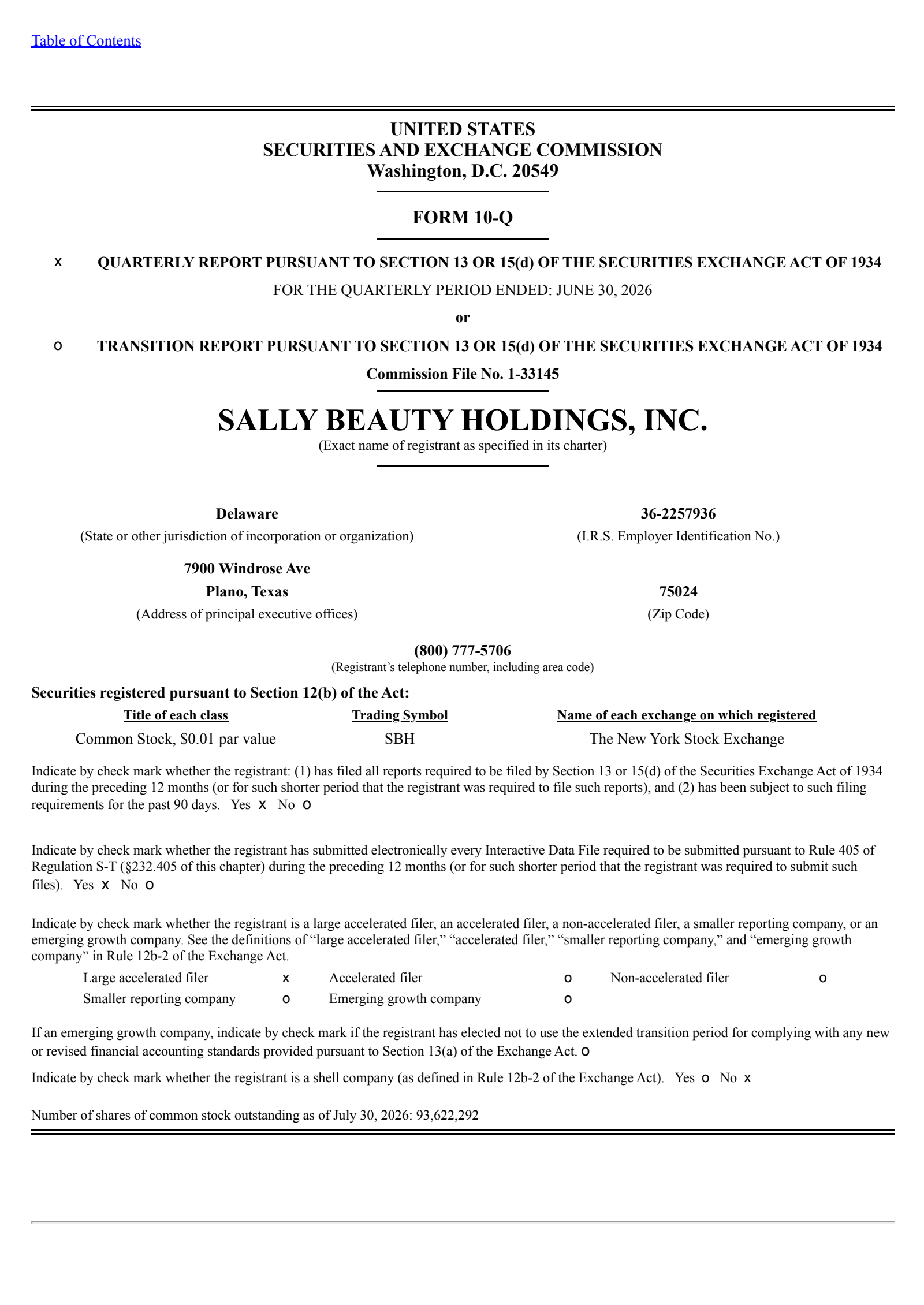 Sally Beauty's Q3 2026 Quarterly report
