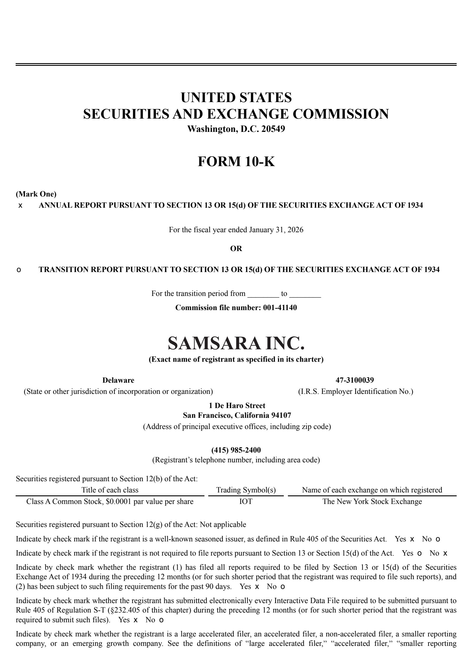 Samsara's Q4 2026 Annual report