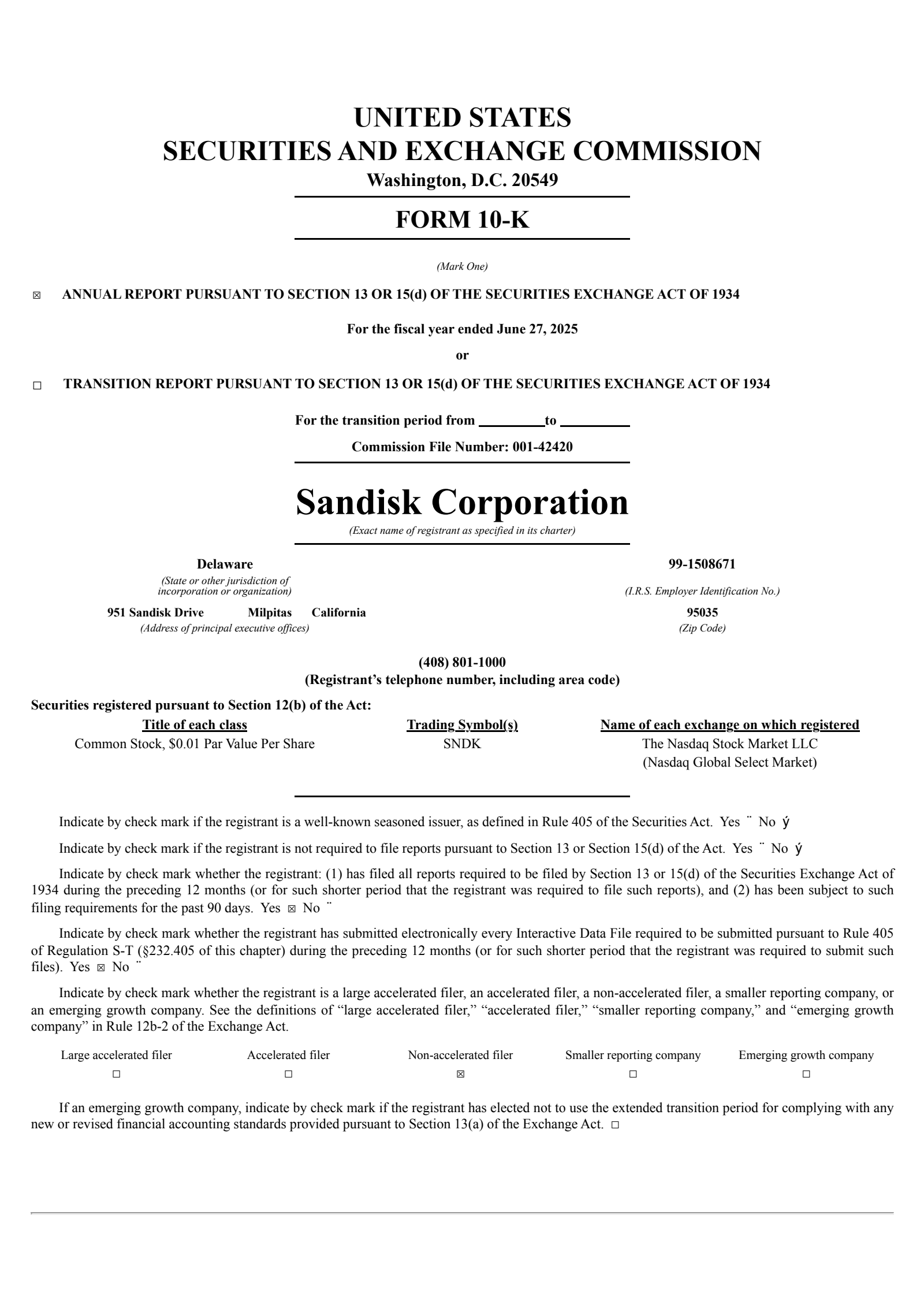 Sandisk's Q4 2025 Annual report