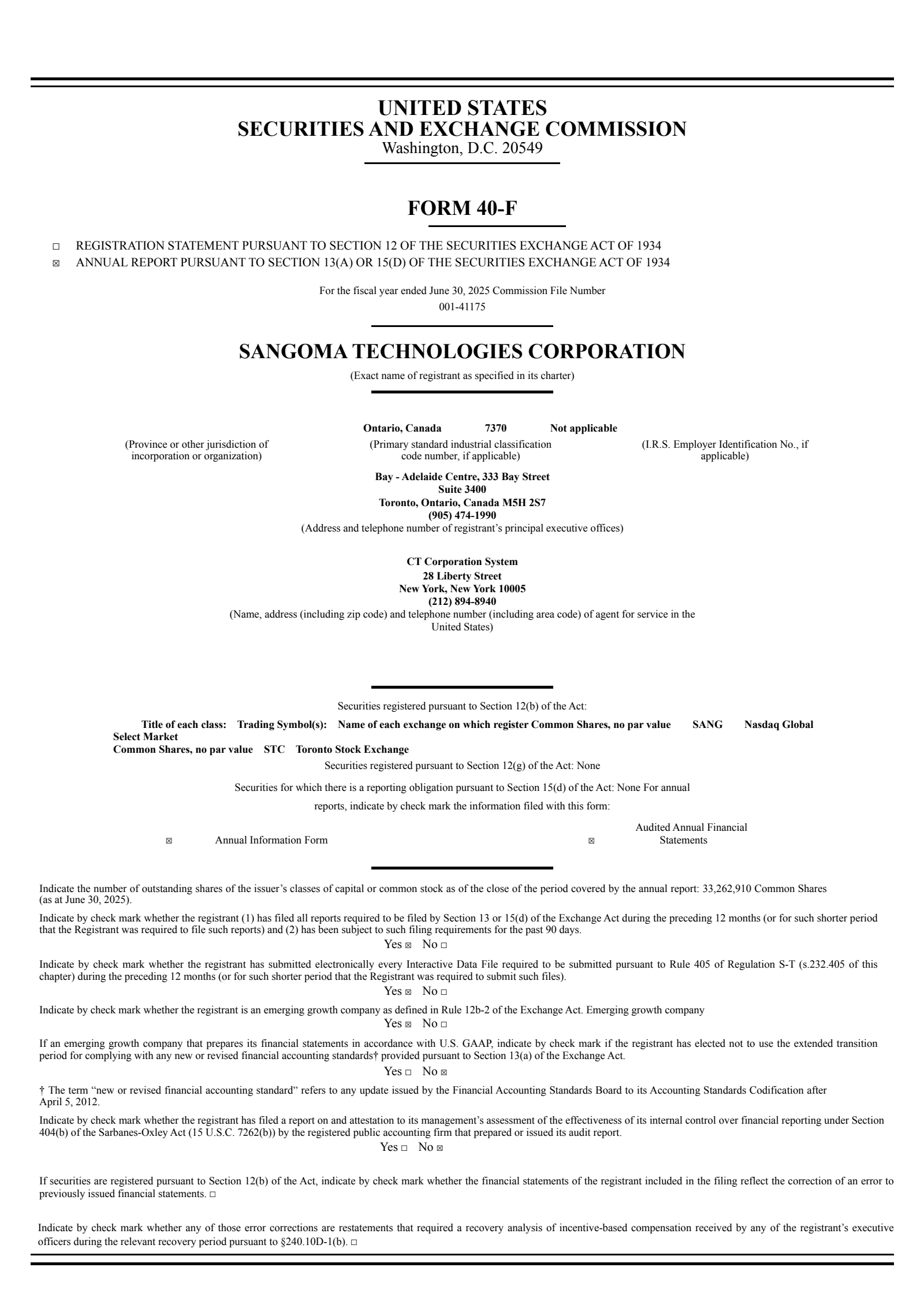 Sangoma Technologies' Q4 2025 Annual report