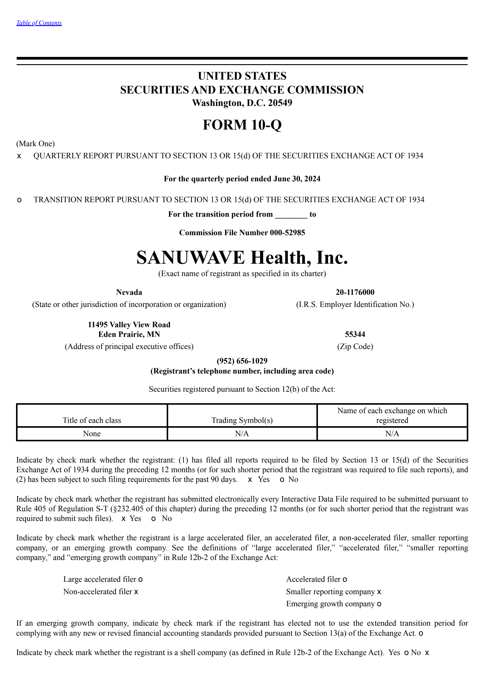 Sanuwave Health's Q2 2024 Quarterly report