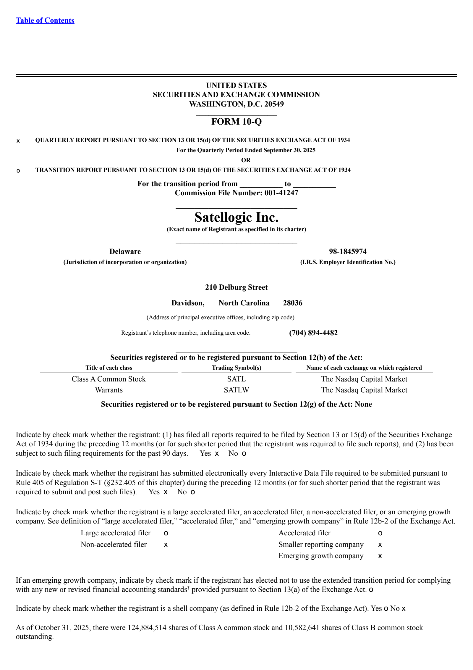Satellogic's Q3 2025 Quarterly Report