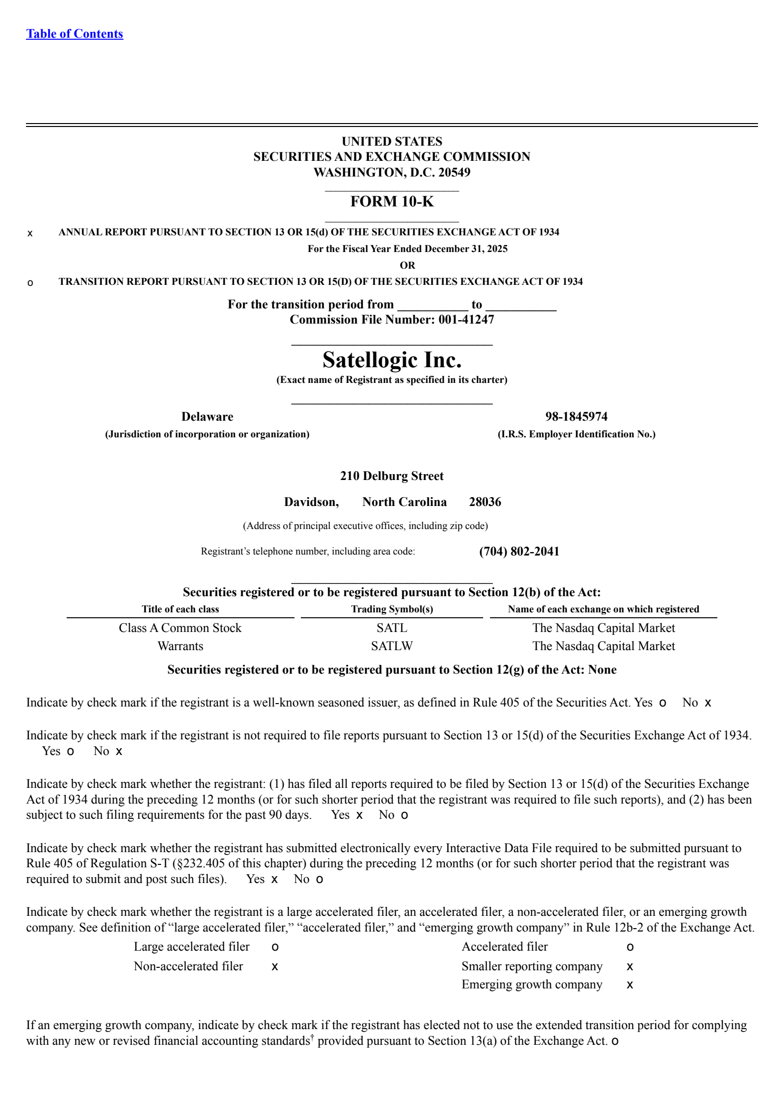 Satellogic's Q4 2025 Annual report