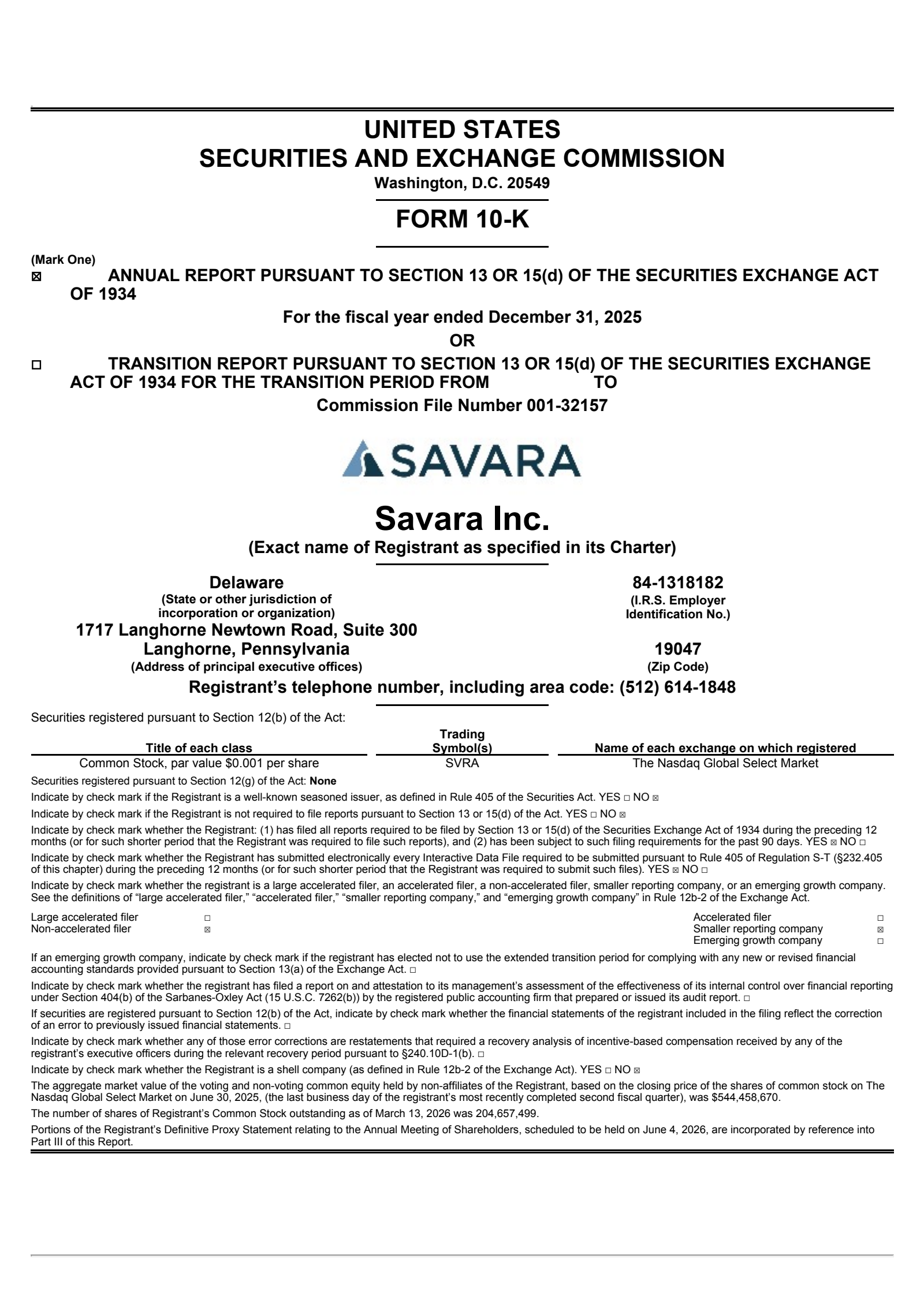 Savara's Q4 2025 Annual report