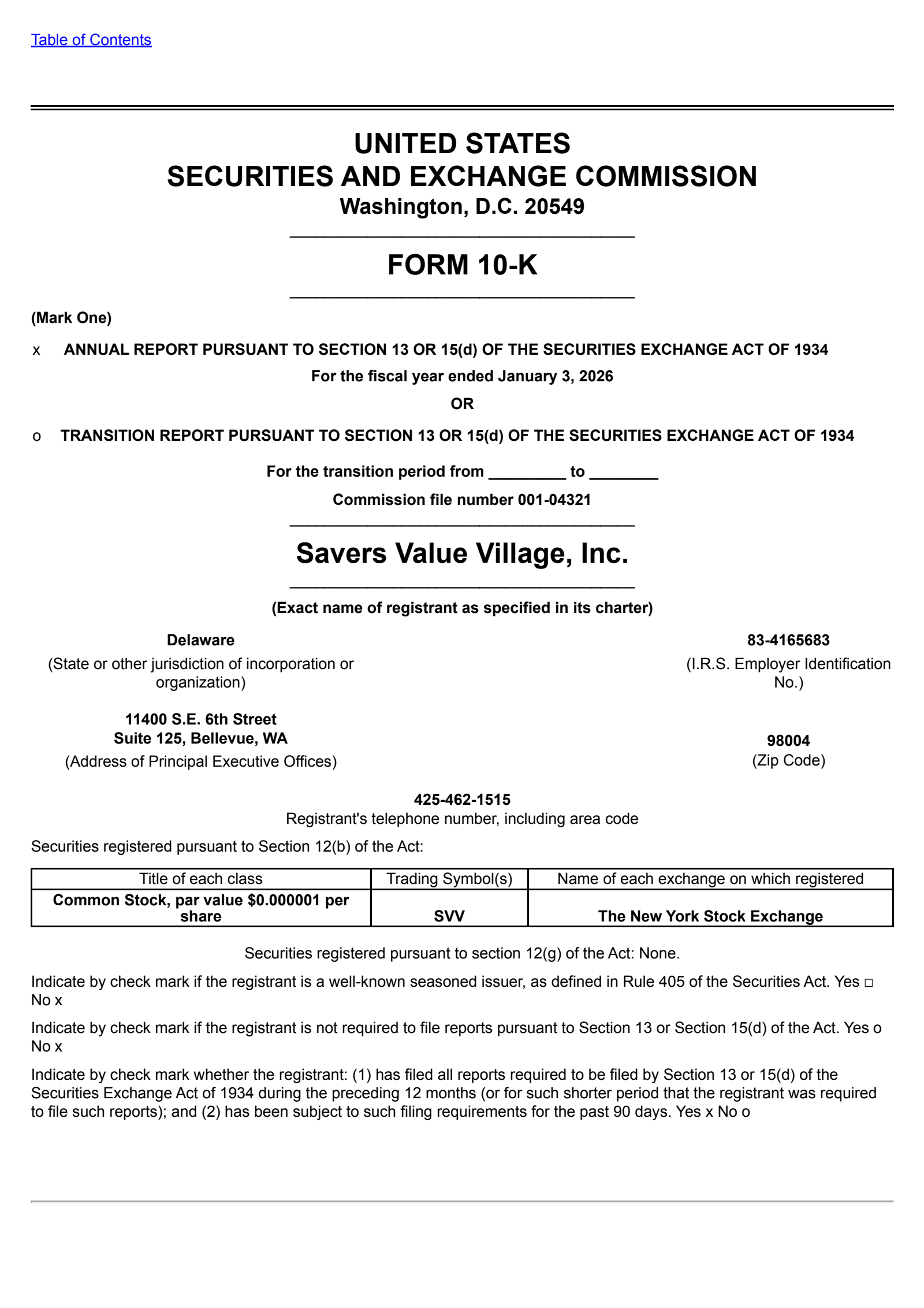 Savers Value Village's Q4 2025 Annual report