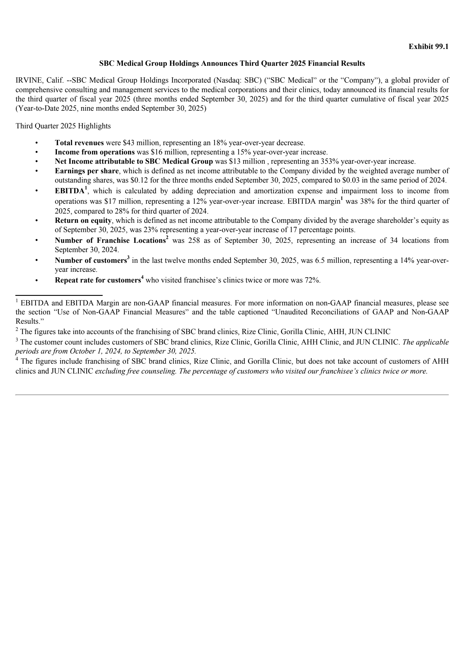 SBC Medical Group's Q3 2025 Earnings Release