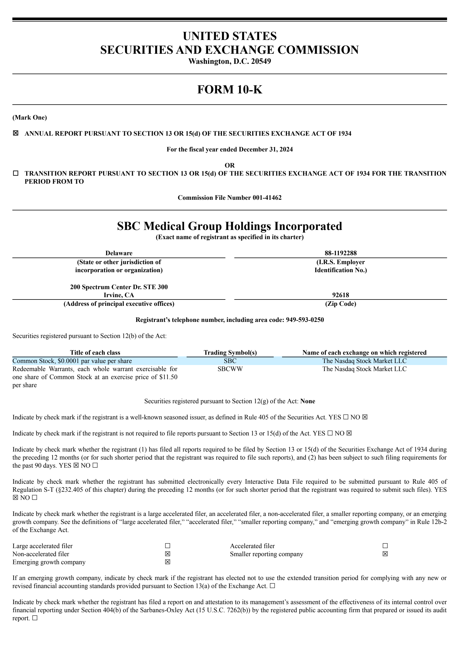 SBC Medical Group's Q4 2024 Annual Report