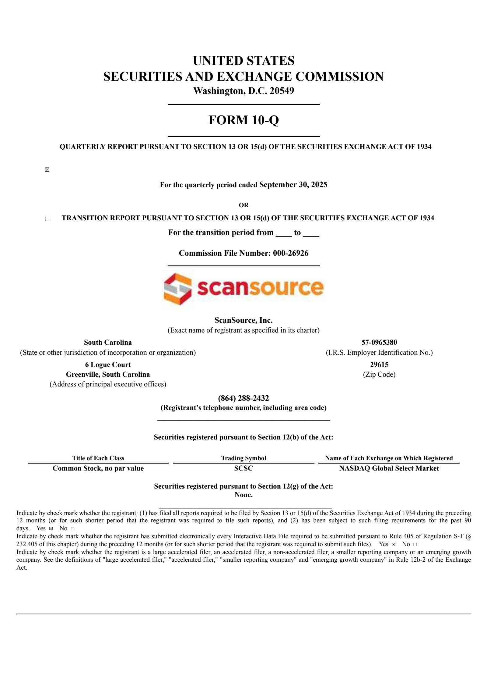 ScanSource's Q1 2026 Quarterly Report