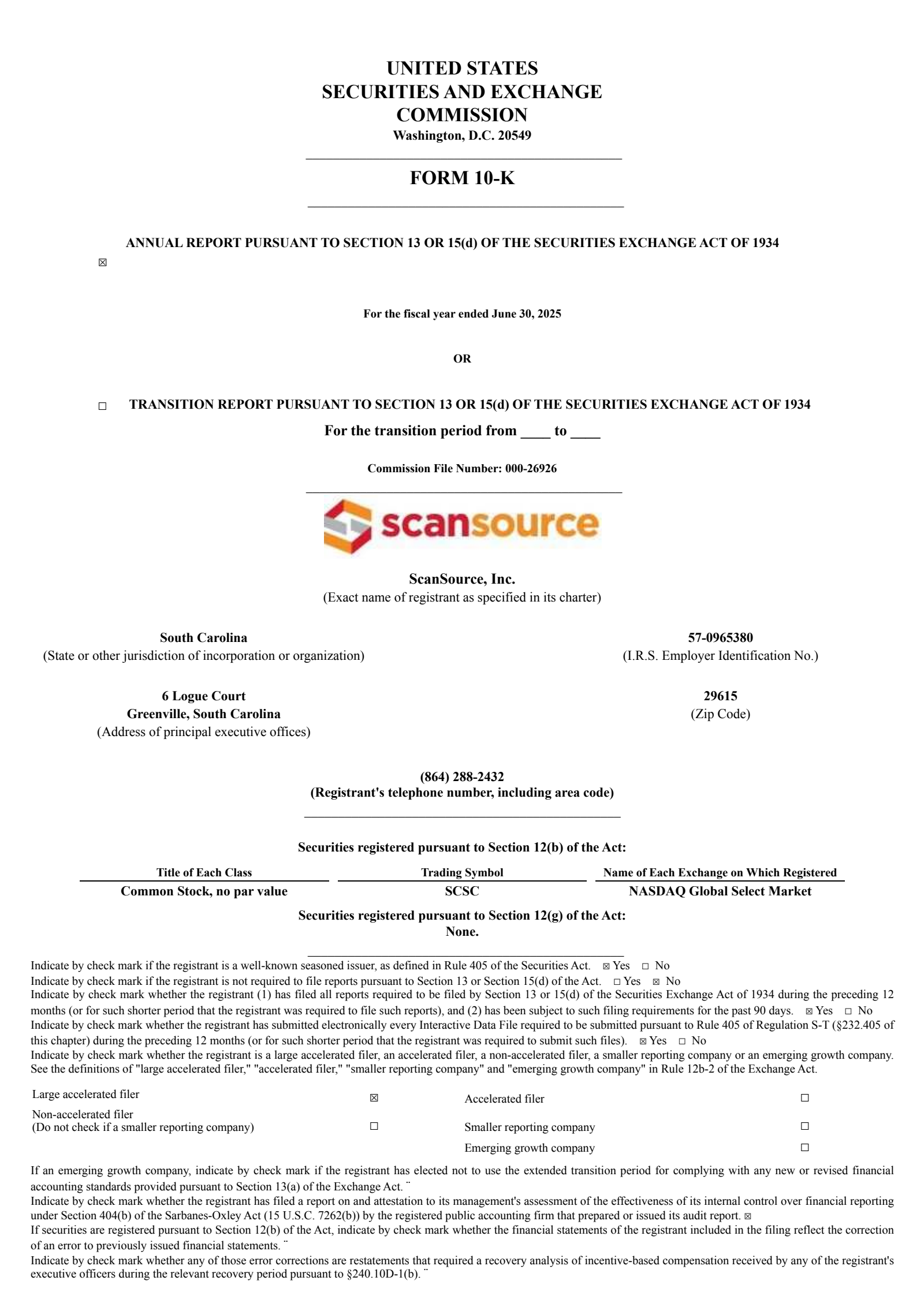 ScanSource's Q4 2025 Annual report