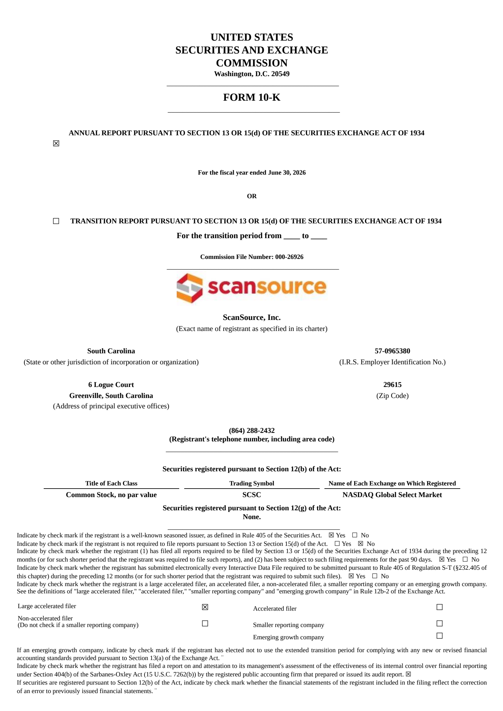 ScanSource's Q4 2026 Annual report
