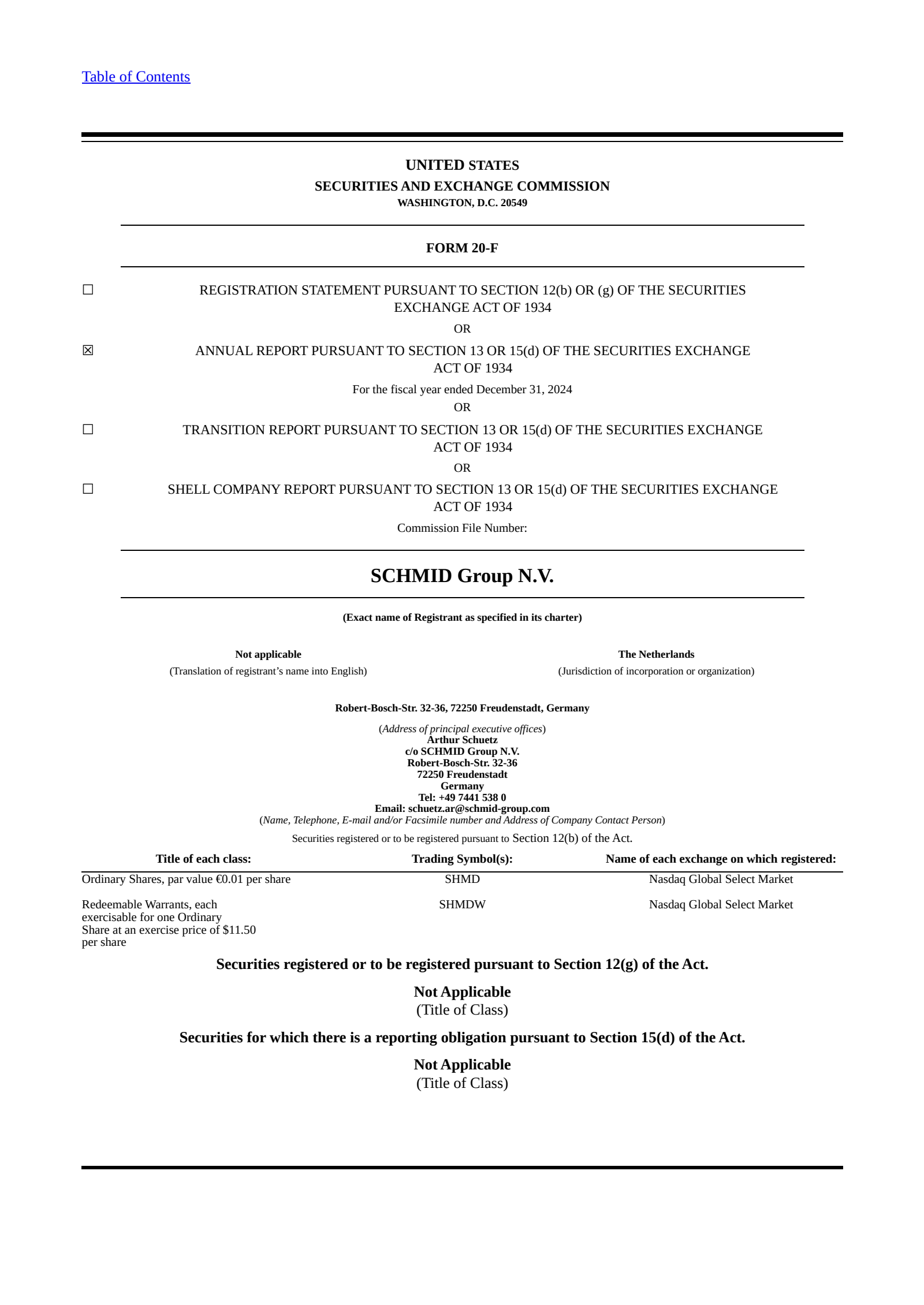 SCHMID Group's Q4 2024 Annual report