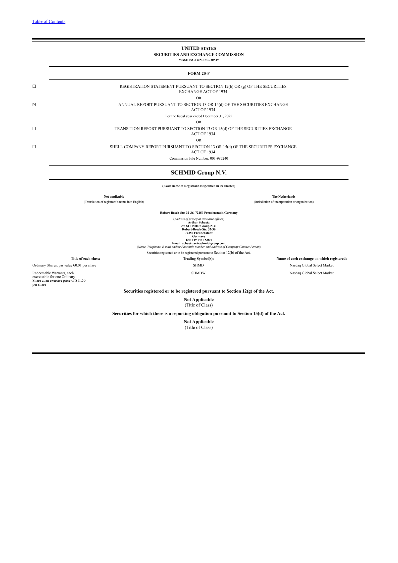 SCHMID Group's Q4 2025 Annual report