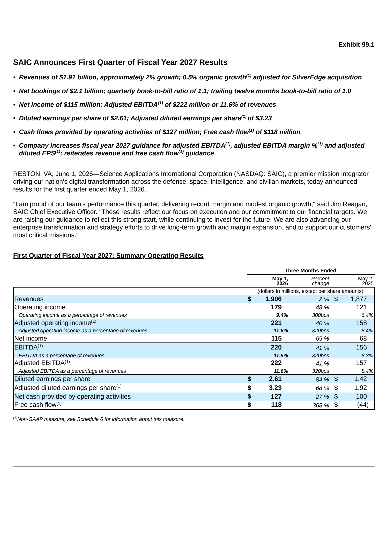 Science Applications International's Q1 2027 Press Release