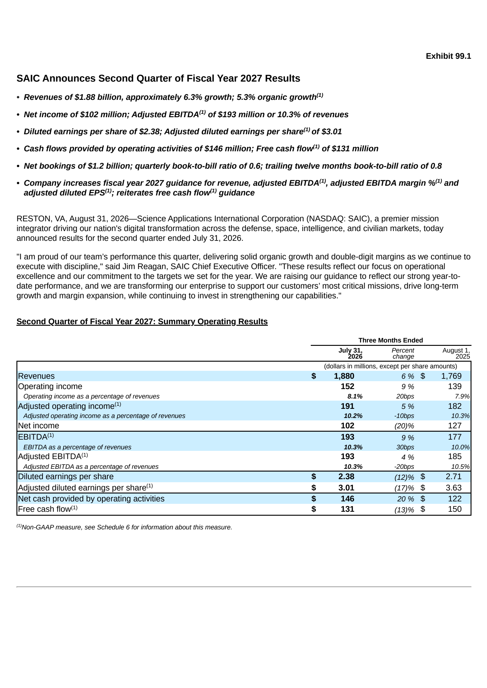 Science Applications International's Q2 2027 Press Release
