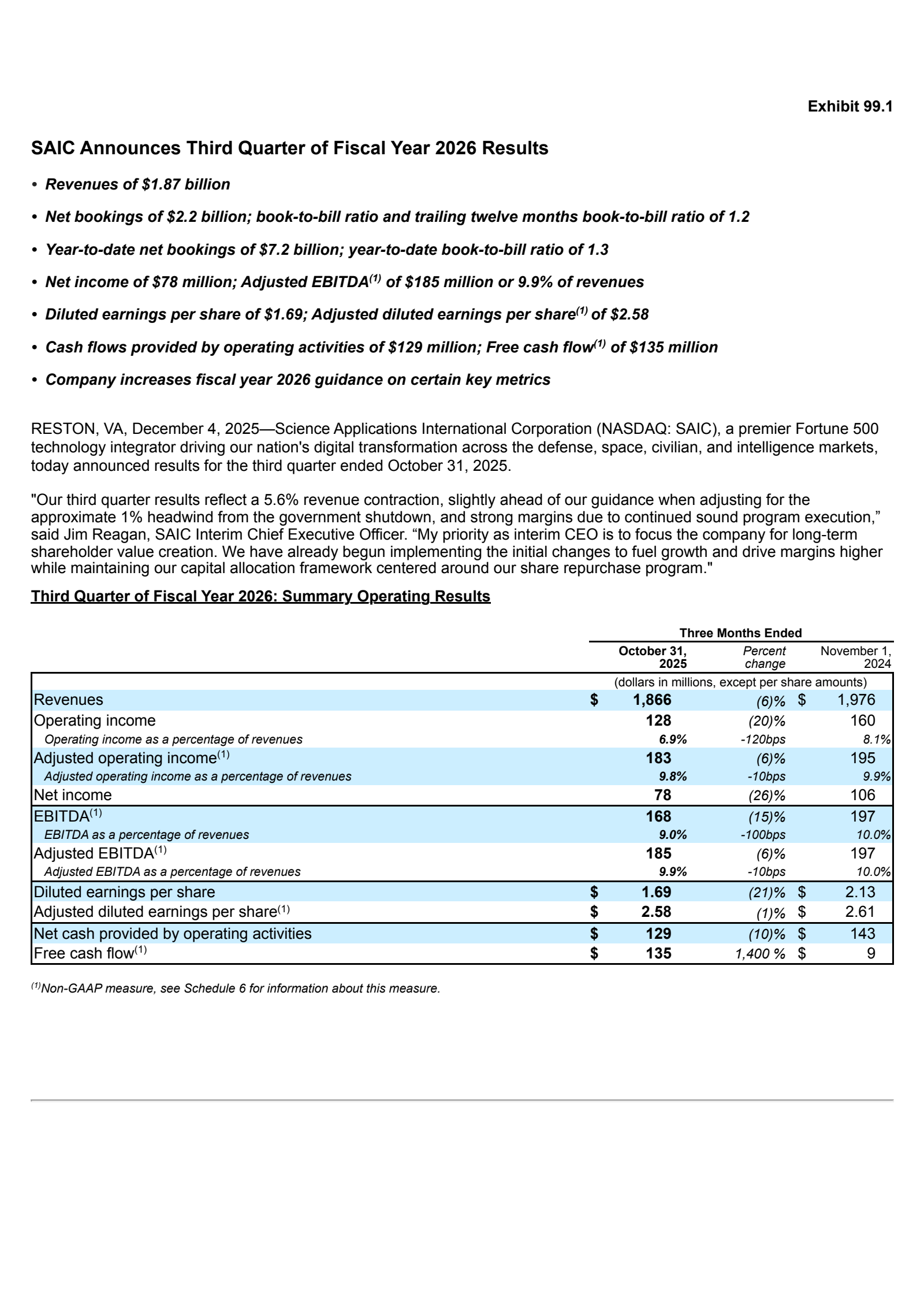 Science Applications International's Q3 2026 Earnings Release