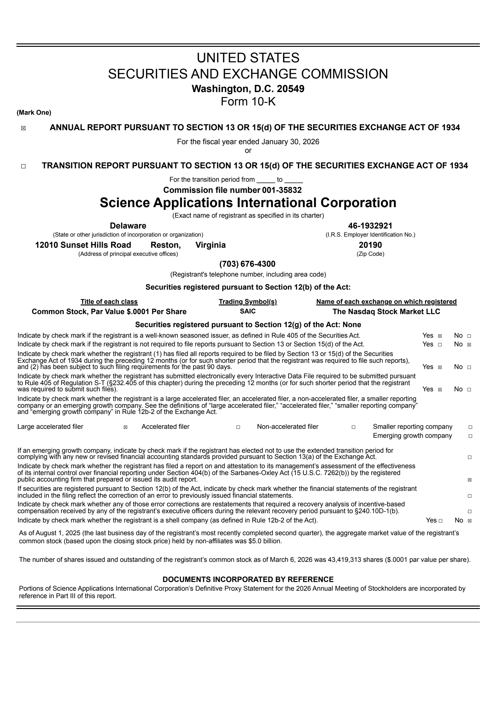 Science Applications International's Q4 2026 Annual report