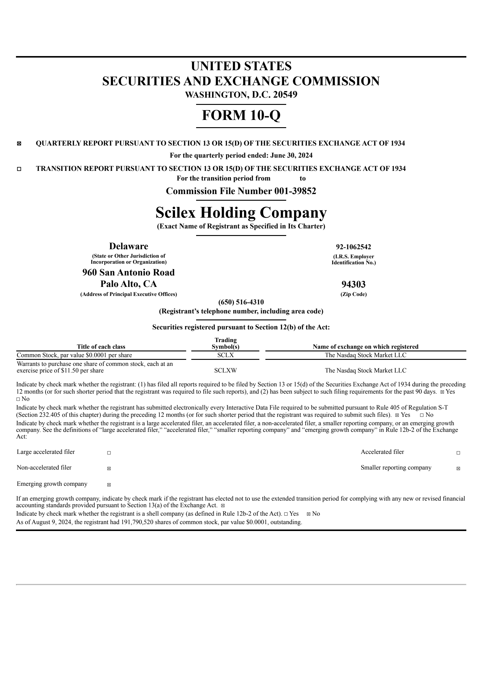Scilex's Q2 2024 Quarterly report