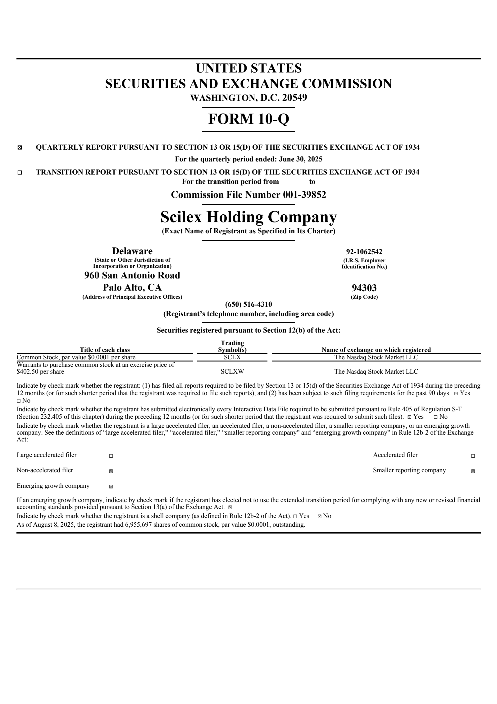 Scilex's Q2 2025 Quarterly report