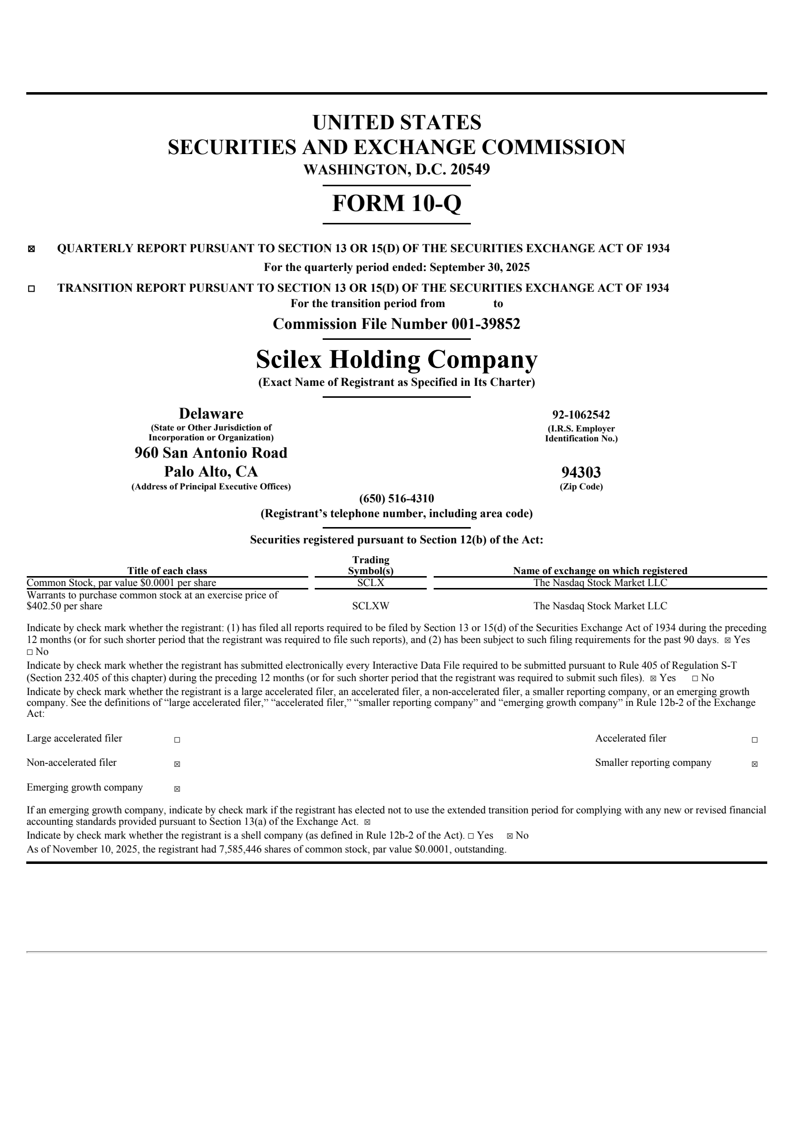 Scilex's Q3 2025 Quarterly report