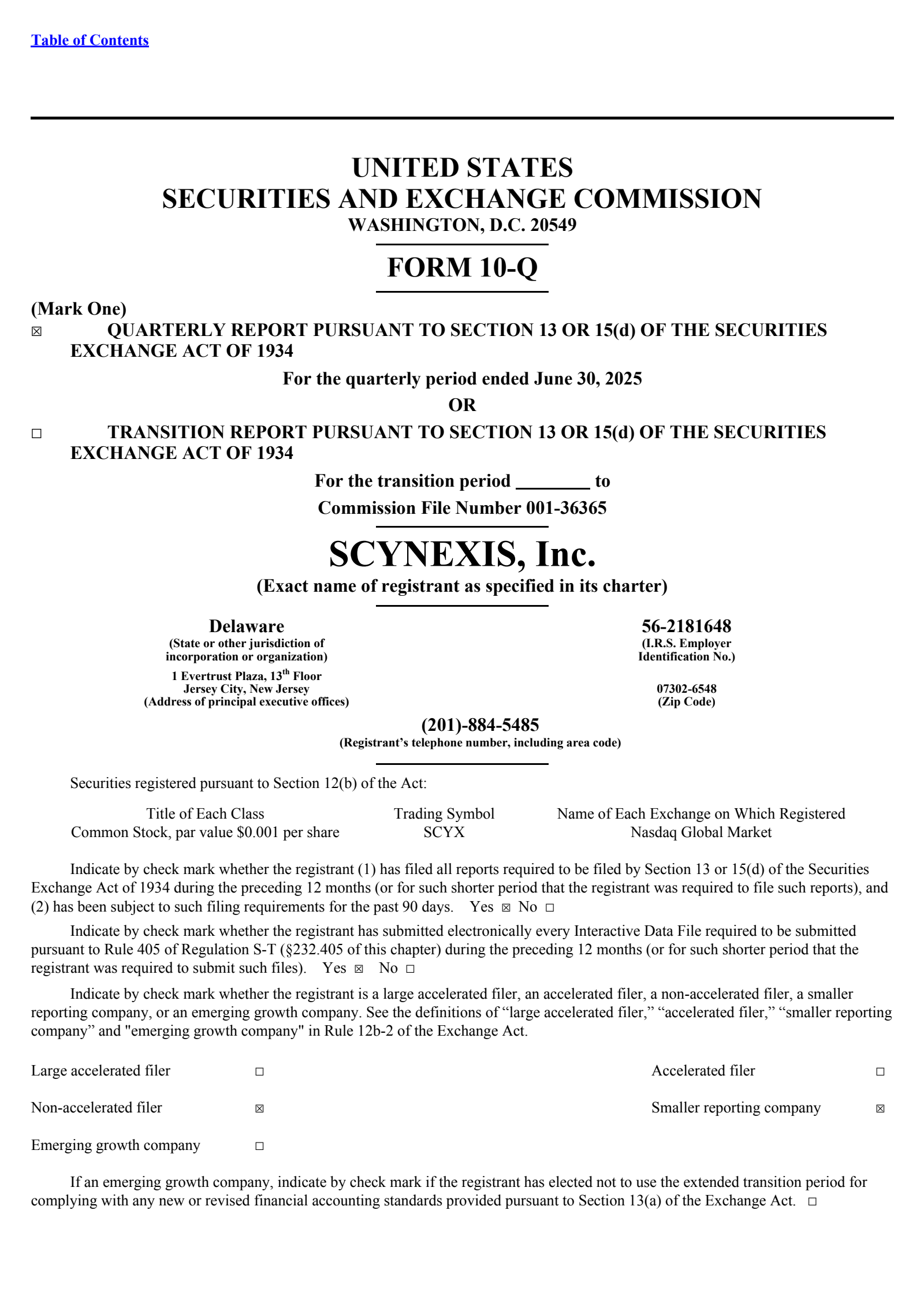 SCYNEXIS's Q2 2025 Quarterly report