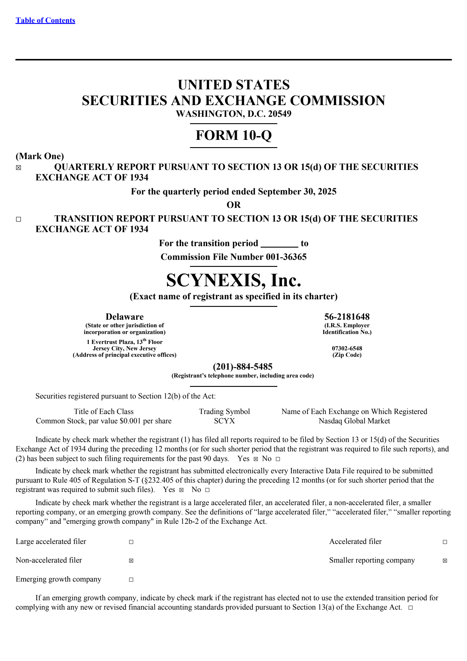 SCYNEXIS's Q3 2025 Quarterly Report